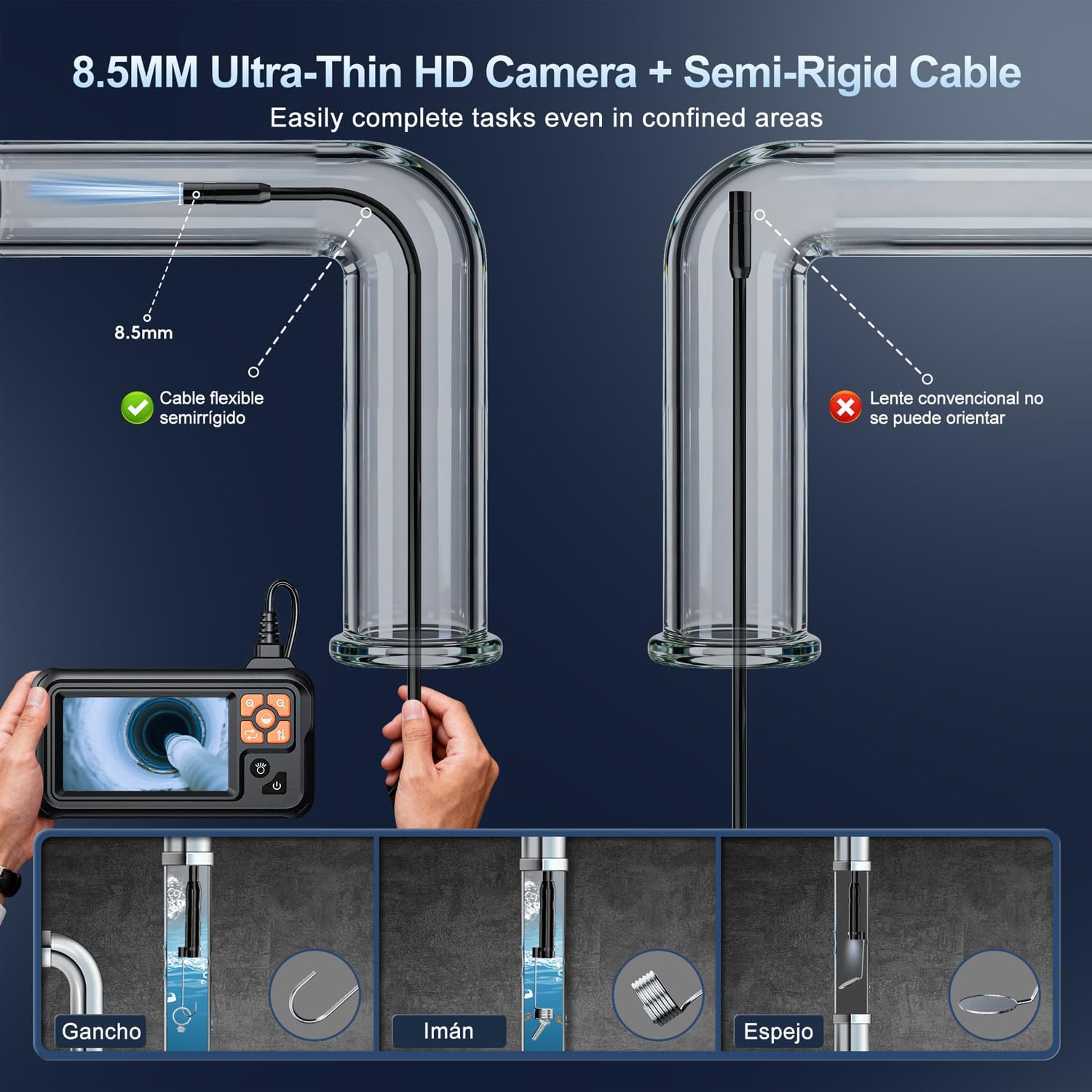 Thumbnail 5 de SKYBASIC Industrie-Endoskop – 4,3-Zoll Display, 1080P HD, IP67, 20 m Kabel