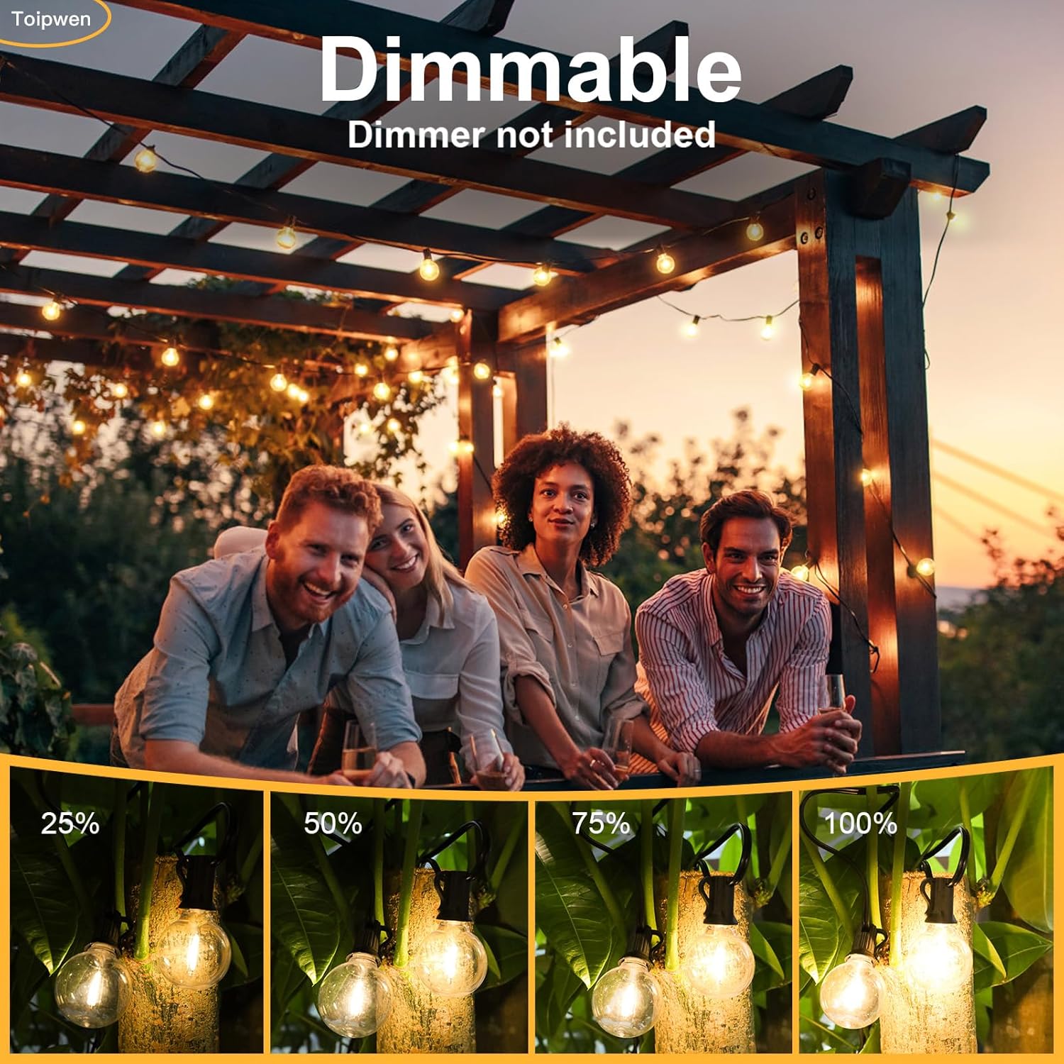 Thumbnail 2 de Toipwen Catena Luminosa Esterno 15M IP45: luci da giardino resistenti, modulari e a LED di plastica infrangibile
