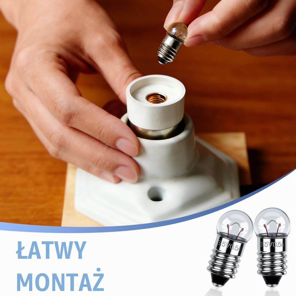 Detalle 1 de AUAUY miniaturowe żarówki E10, 3,5 V, 0,3 A, 3000 K, 12 szt.
