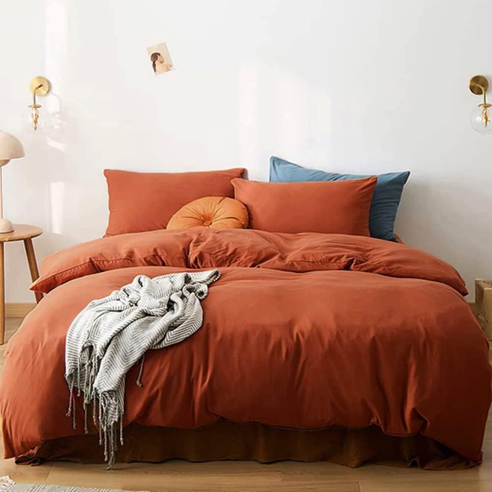 Detalle de Michorinee Housse de Couette 220x240 Terracotta – Parure 2 Personnes en Microfibre avec Fermeture Éclair