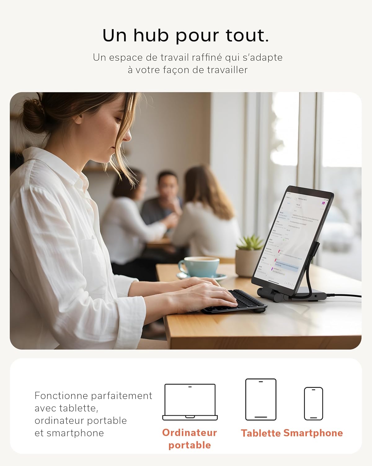 Detalle de SATECHI Support Pliable & Hub USB-C OntheGo™ 7 en 1 – Station portable pour 13" et plus