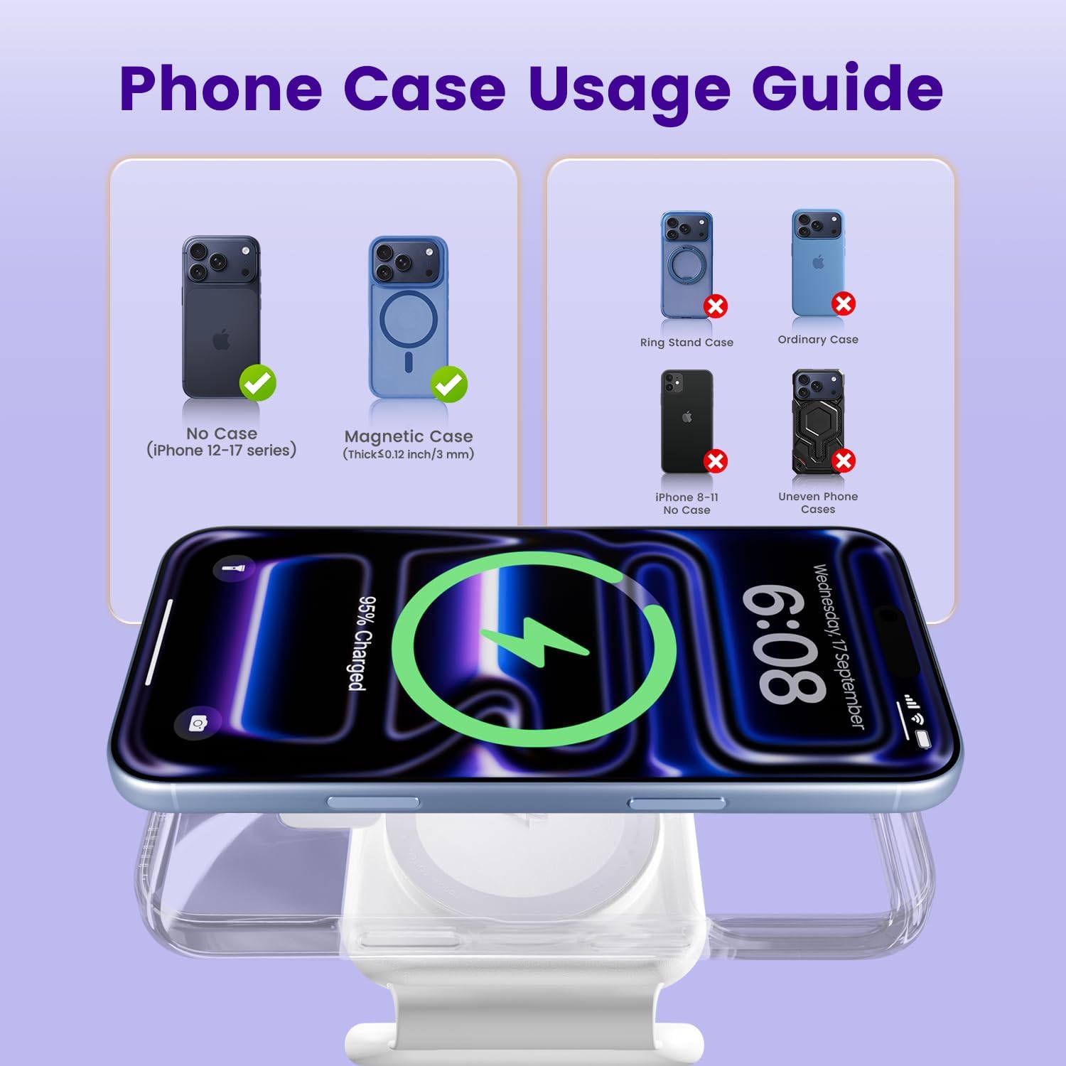 Thumbnail 4 de 15W Magnetic Travel Charging Station: 3-in-1 Foldable MagSafe Charger for iPhone, Watch & AirPods