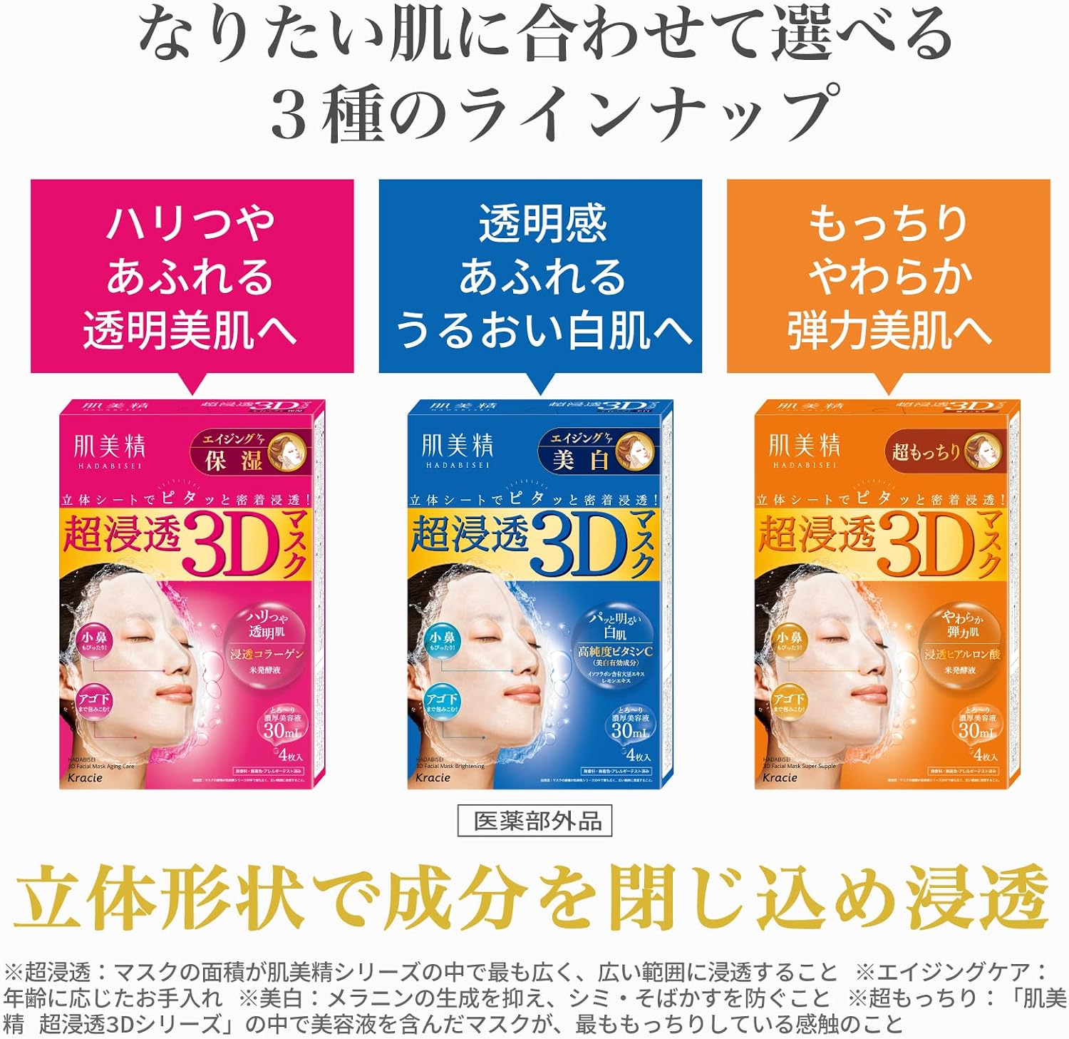 Thumbnail 6 de 肌美精 超浸透3Dマスク 超もっちり シートマスク 4枚×3セット ヒアルロン酸配合