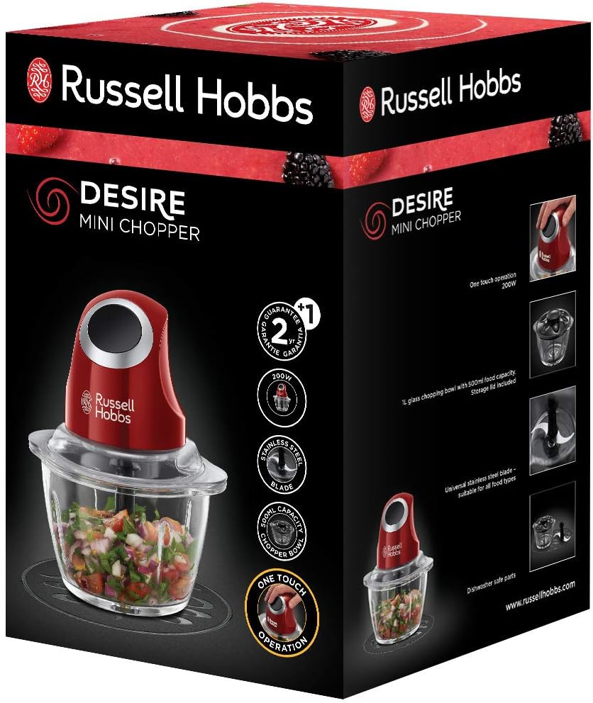 Thumbnail 1 de Russell Hobbs elektrischer Mini-Zerkleinerer Desire Rot 24660-56 (Glasbehälter, 500 ml)