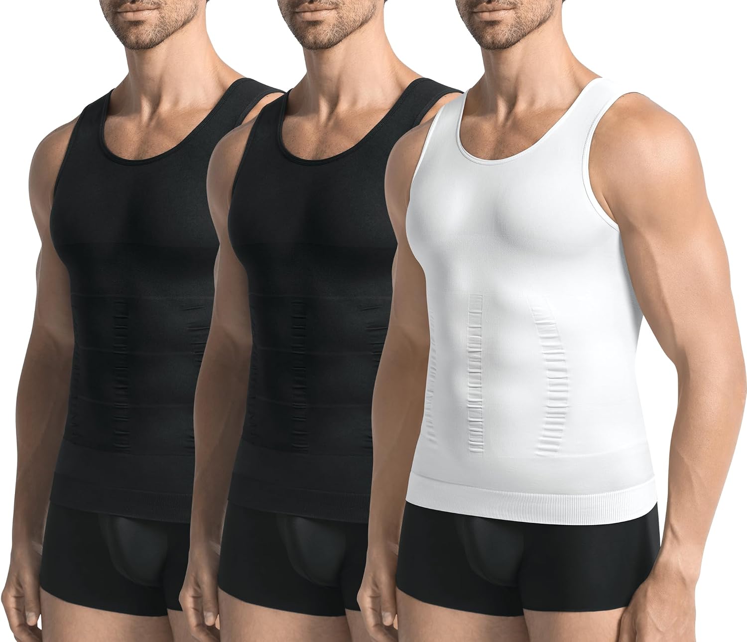 Detalle de JESIDO 3-Pack Compression Shirt for Men: Slimming Body Shaper Tank Top