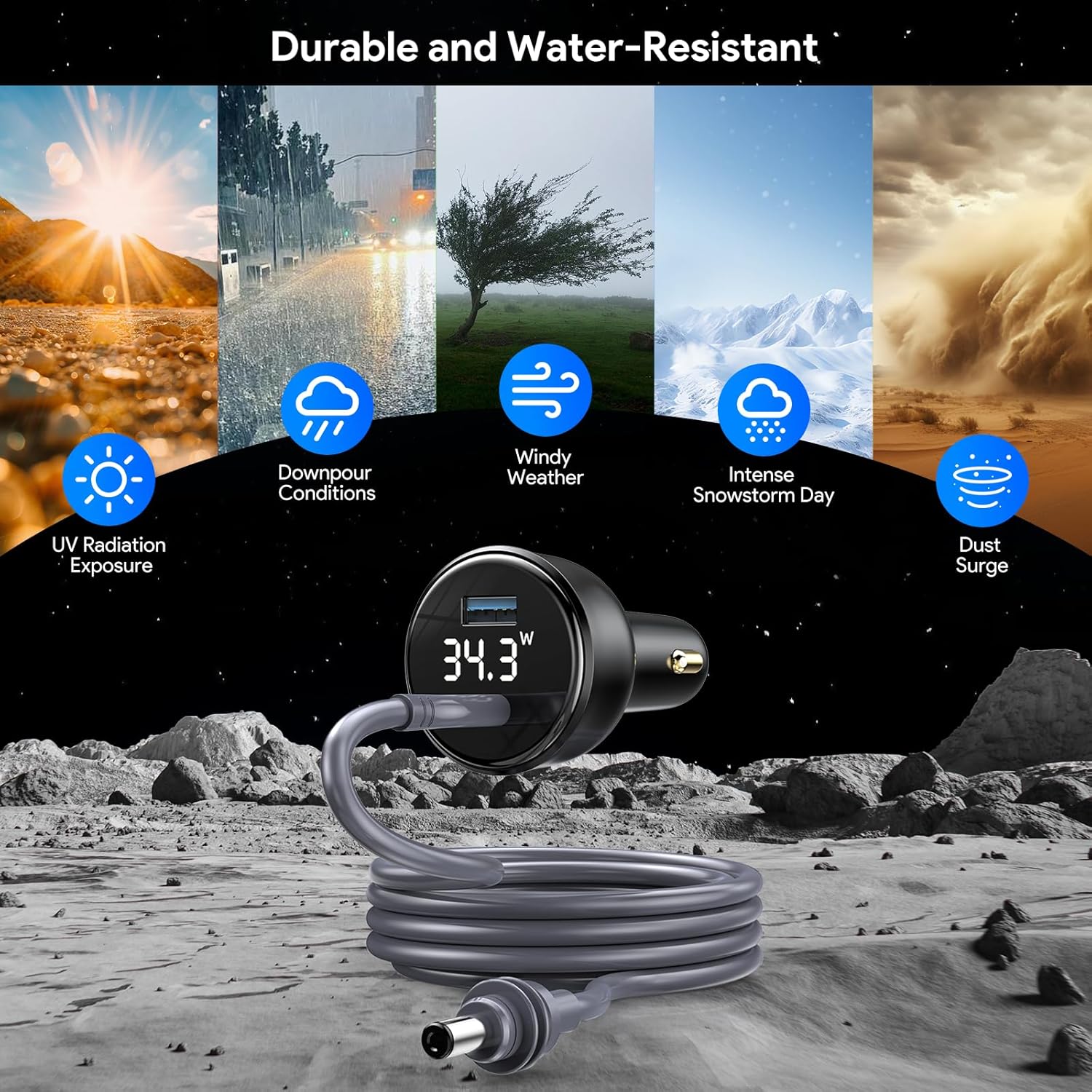 Thumbnail 6 de EDUP Star Link Mini car adapter with DC power cable (12V–24V) and 3M waterproof charging lead