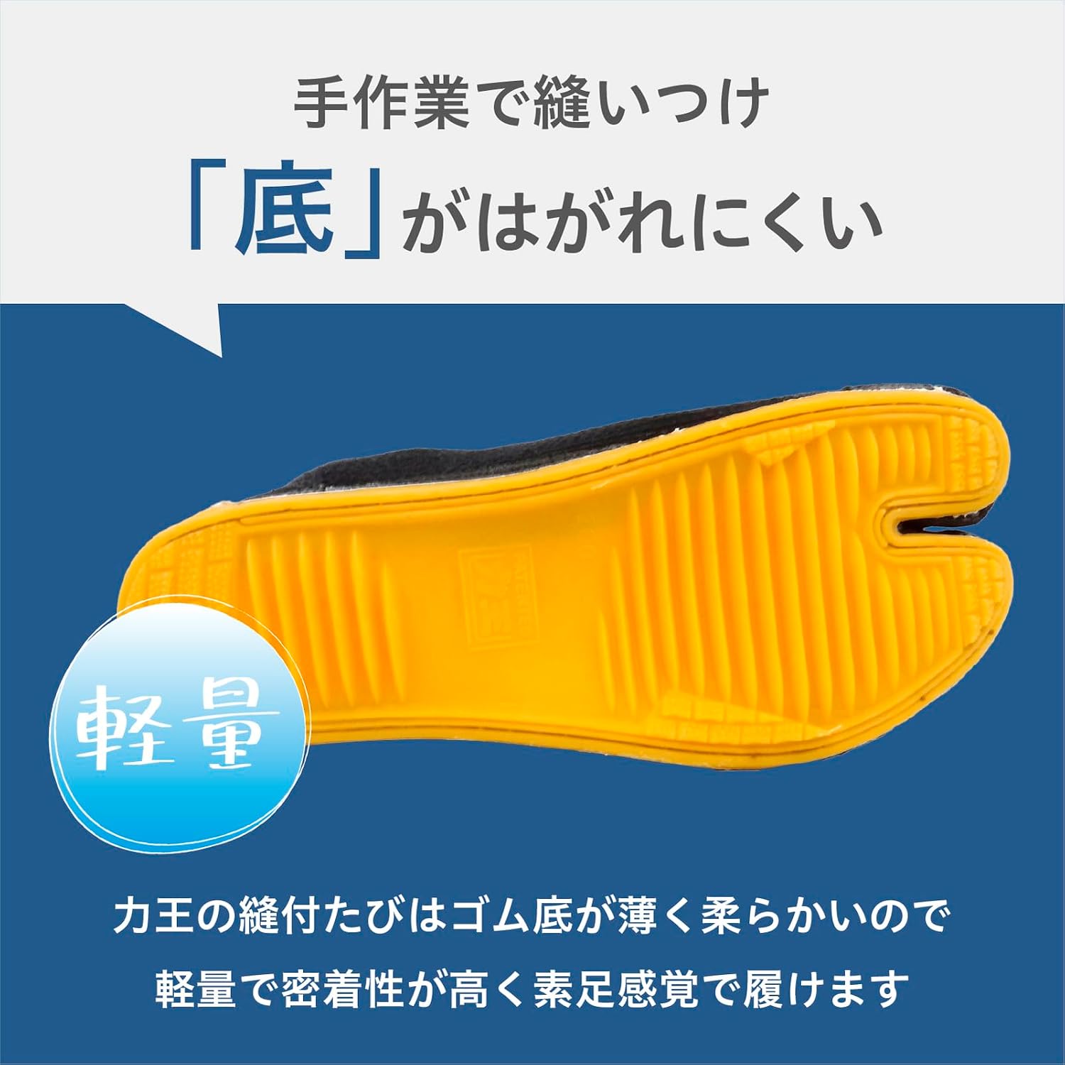 Detalle de 力王 ファイター F15 縫付地下足袋 15枚コハゼ・黒