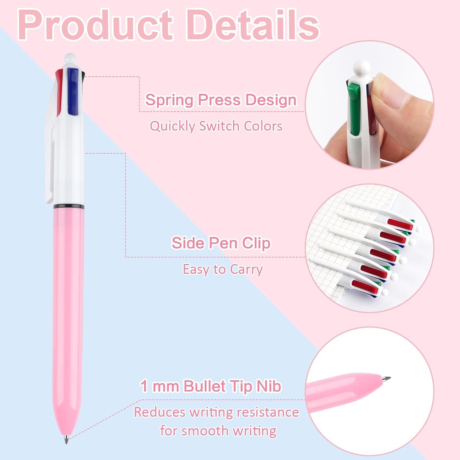 Detalle de Maxmoc 4 Colour Pen: 14‑Pack Multicolour Retractable 4‑in‑1 Ballpoint Set