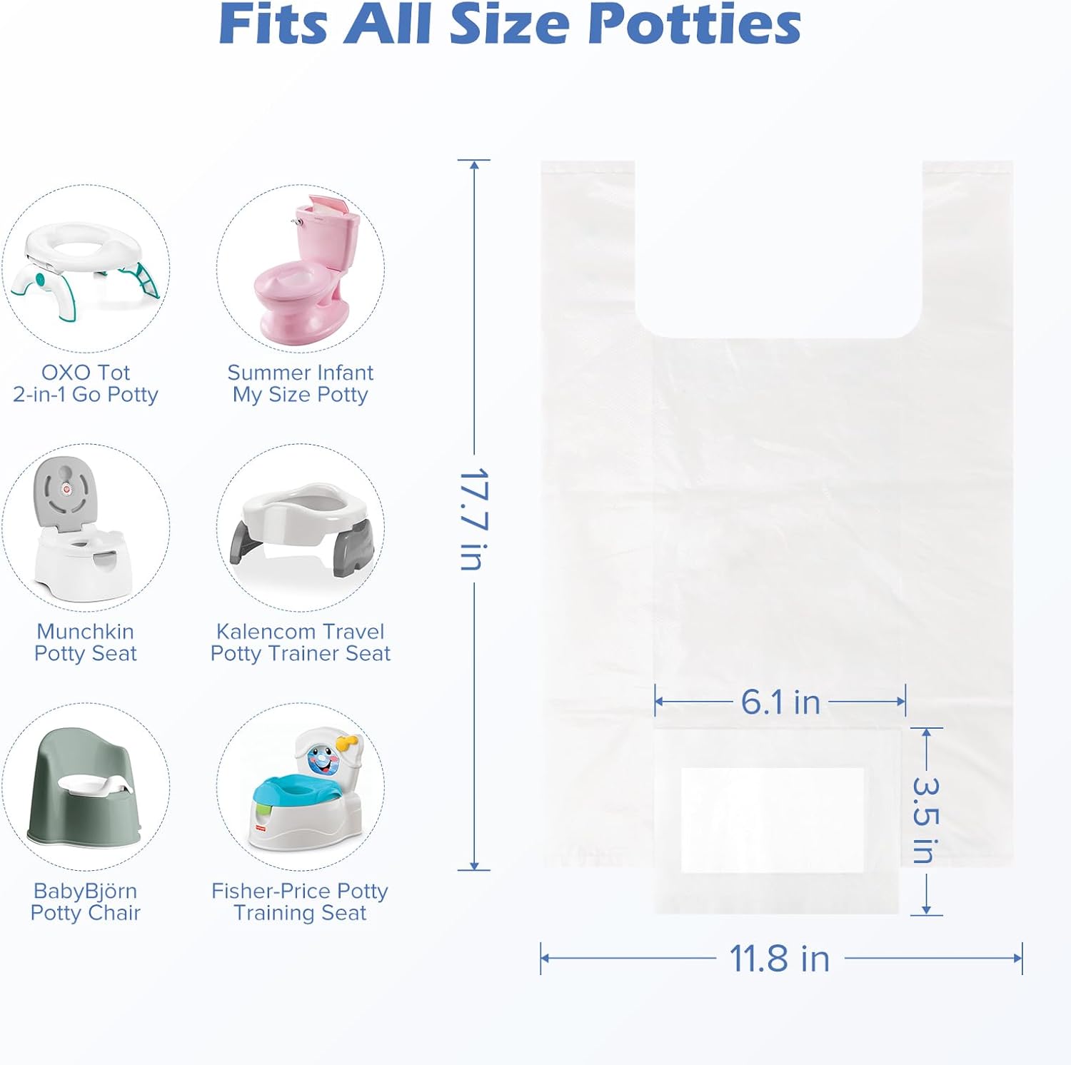Detalle de Maliton Disposable Potty Liners (30 Pack) with Super Absorbent Pads – Universal travel potty refill bags