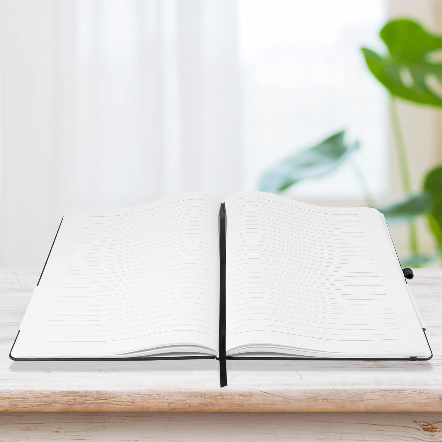 Thumbnail 3 de HIJYOO 2-Pack A4 Ruled Hardcover Journal Notebooks with Elastic Closure, Bookmark & Pen Loop (Purple+Blue)