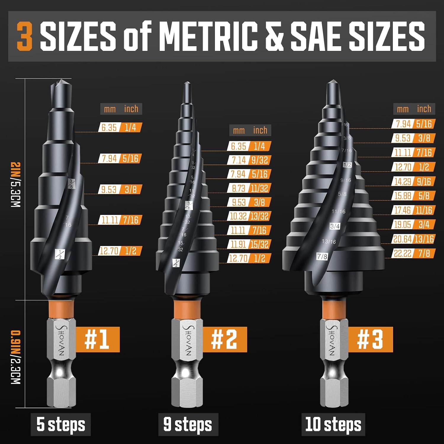 Detalle 2 de Premium HSS Cobalt Spiral Step Drill Bit Set 3PCS