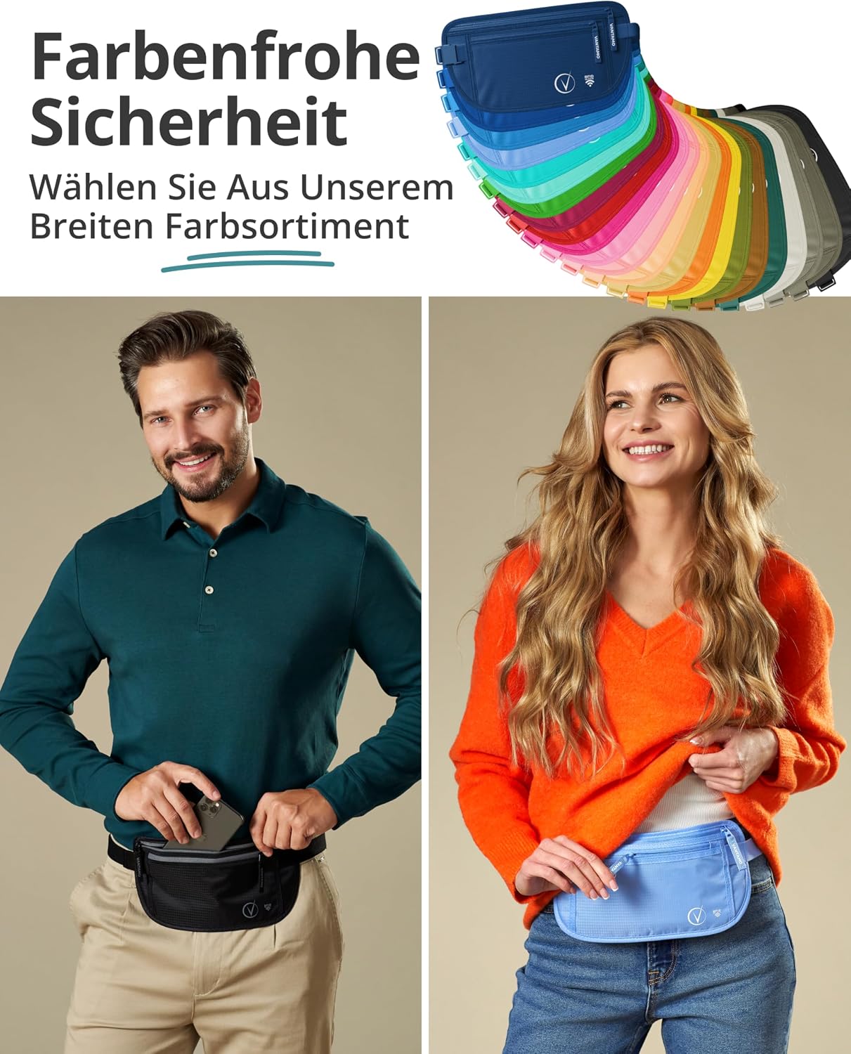 Detalle 2 de Vantamo Bauchtasche mit RFID, 2 Fächer