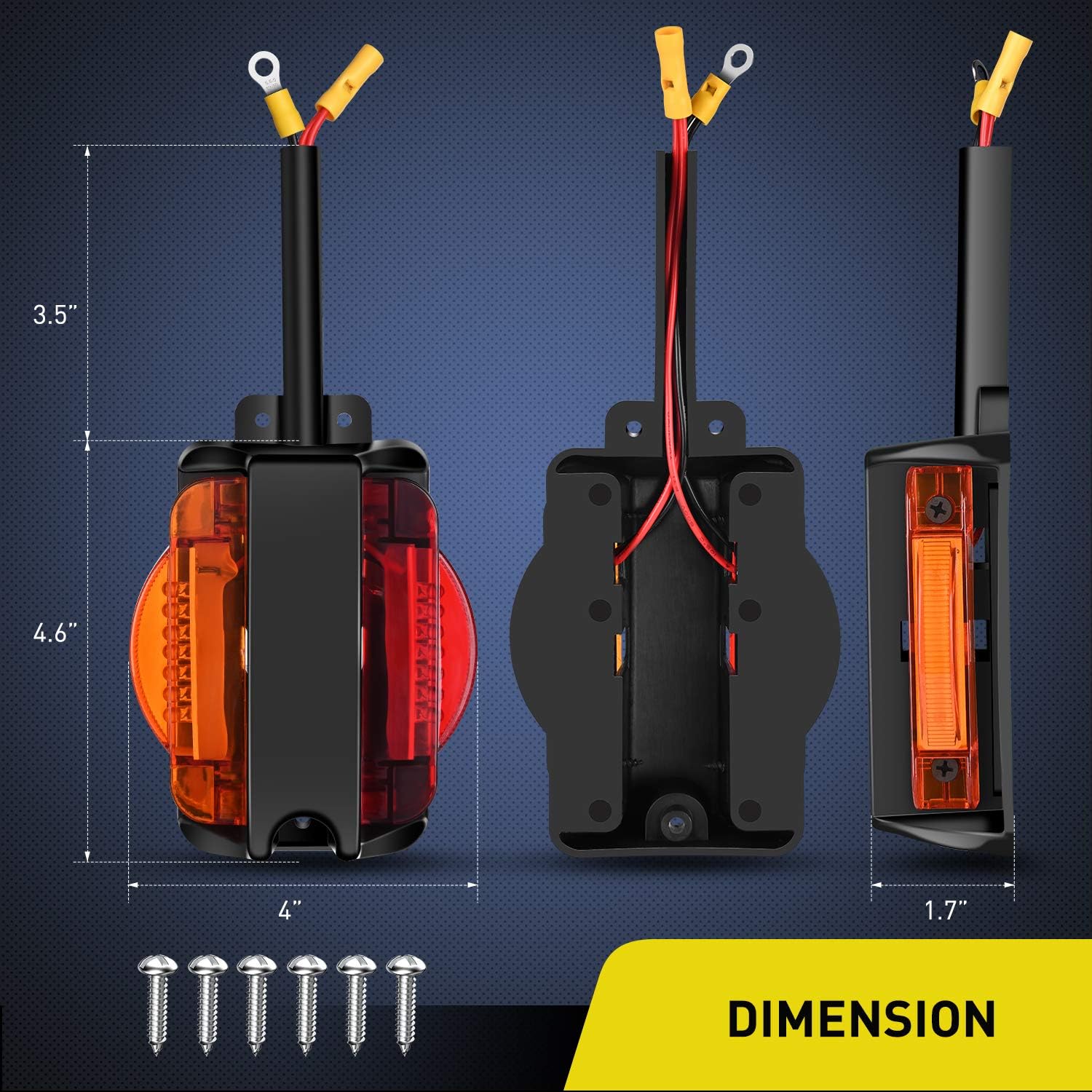 Thumbnail 1 de Nilight 2PCS LED Trailer Fender Lights (Amber Front / Red Rear) — Pre-Wired Clearance Marker Lamp for Trucks, Camper & RV