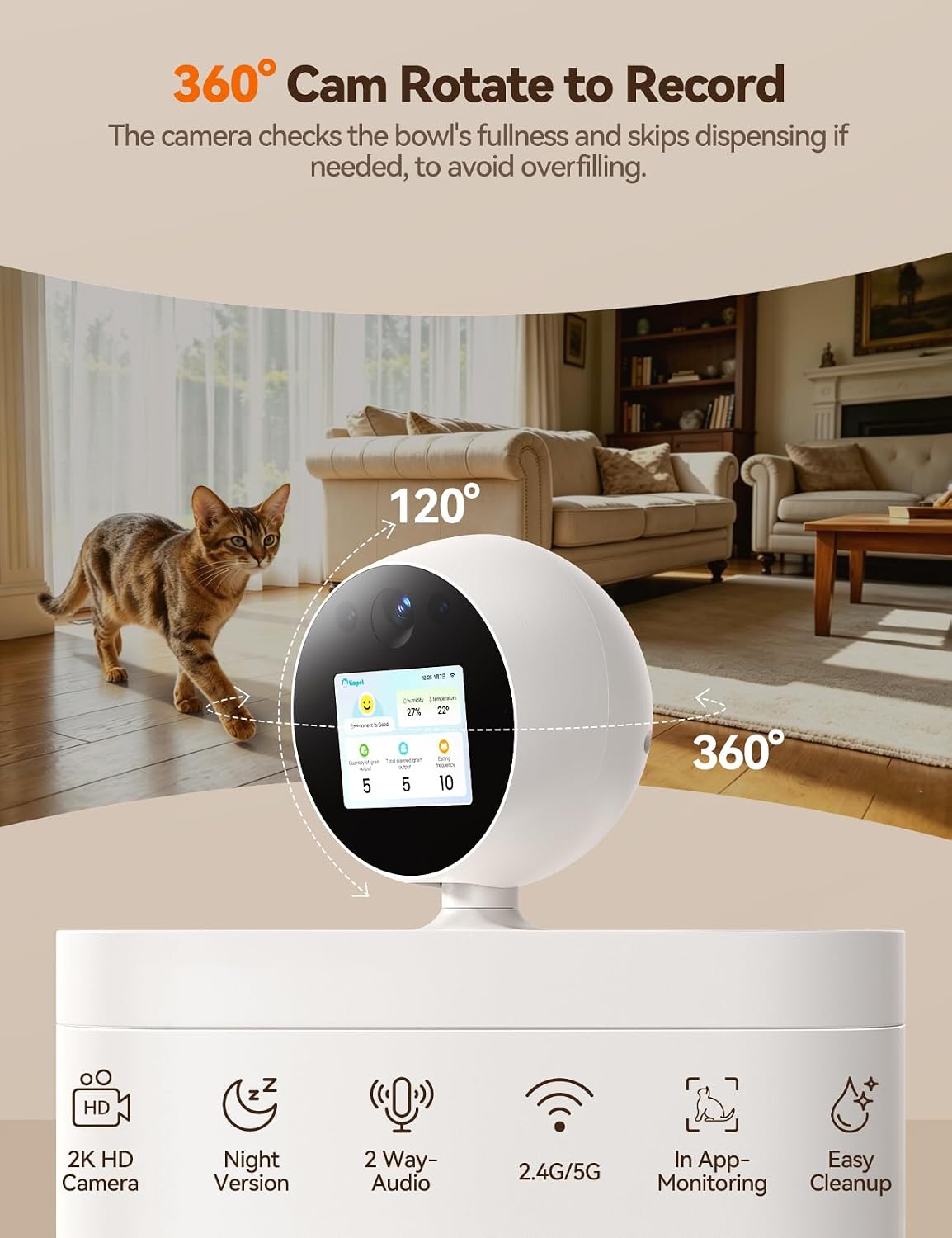 Thumbnail 1 de FEELNEEDY Automatic Cat Feeder with Camera and 2K 360° View