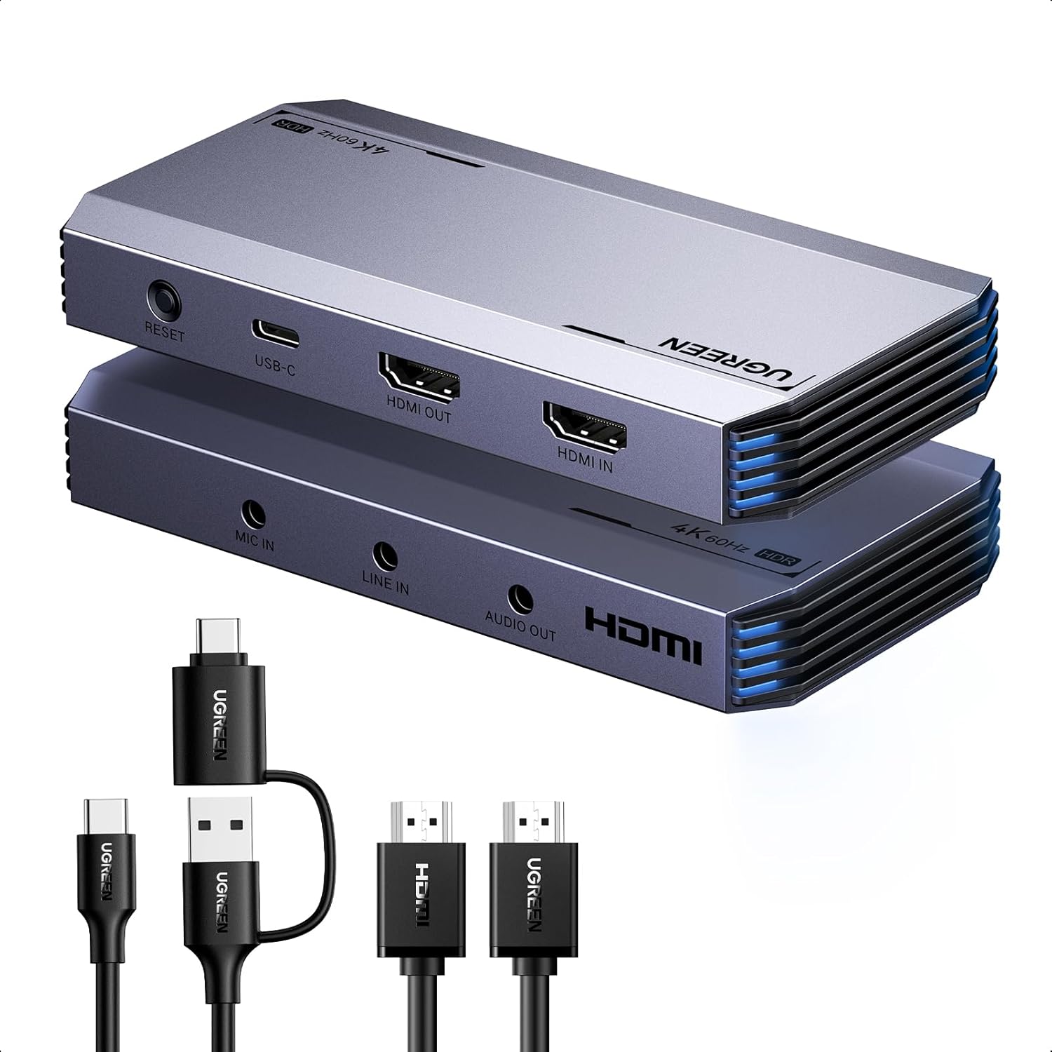 UGREEN Scheda di acquisizione video HDMI USB 3.0 4K60Hz / 2K144Hz con HDR, VRR e audio per microfono e cuffie