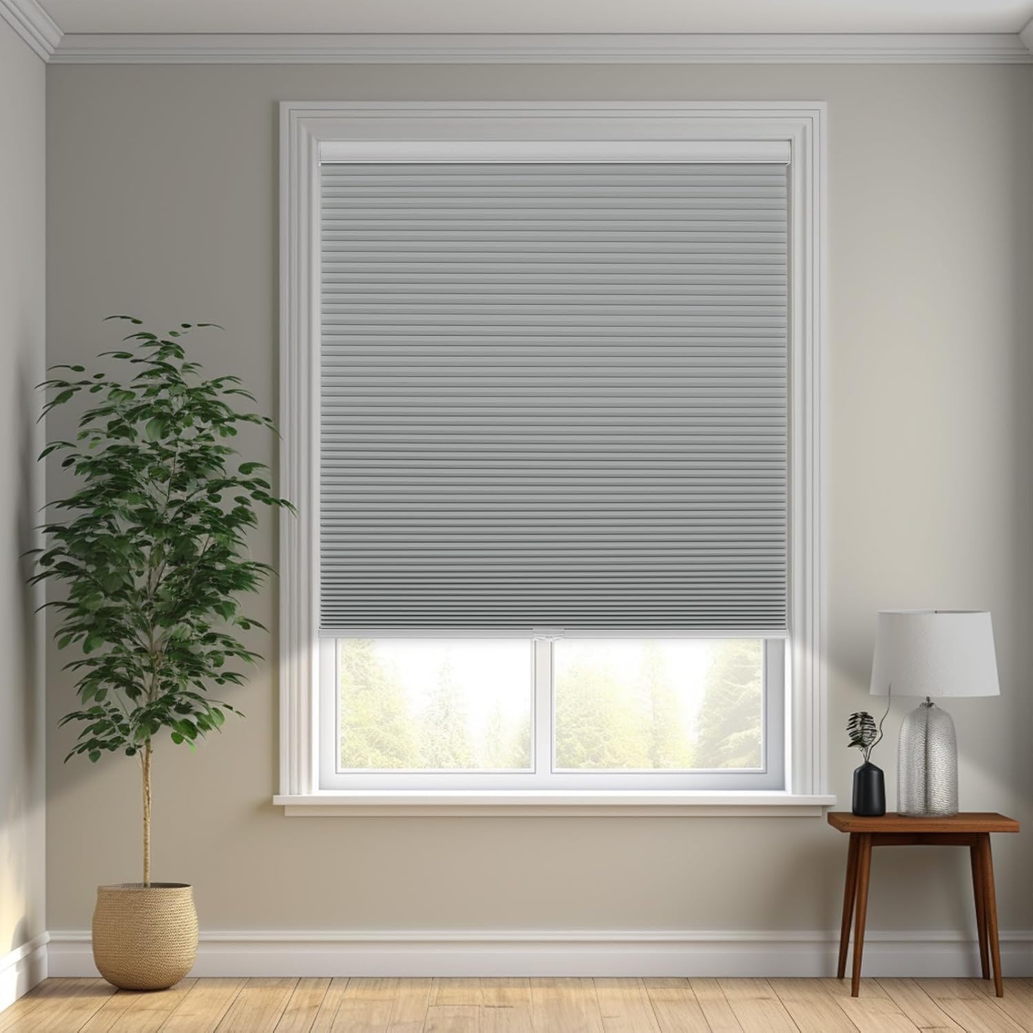 Detalle de Changshade Shade Cordless Cellular Window Shade, 24" x 48", Gray Blackout