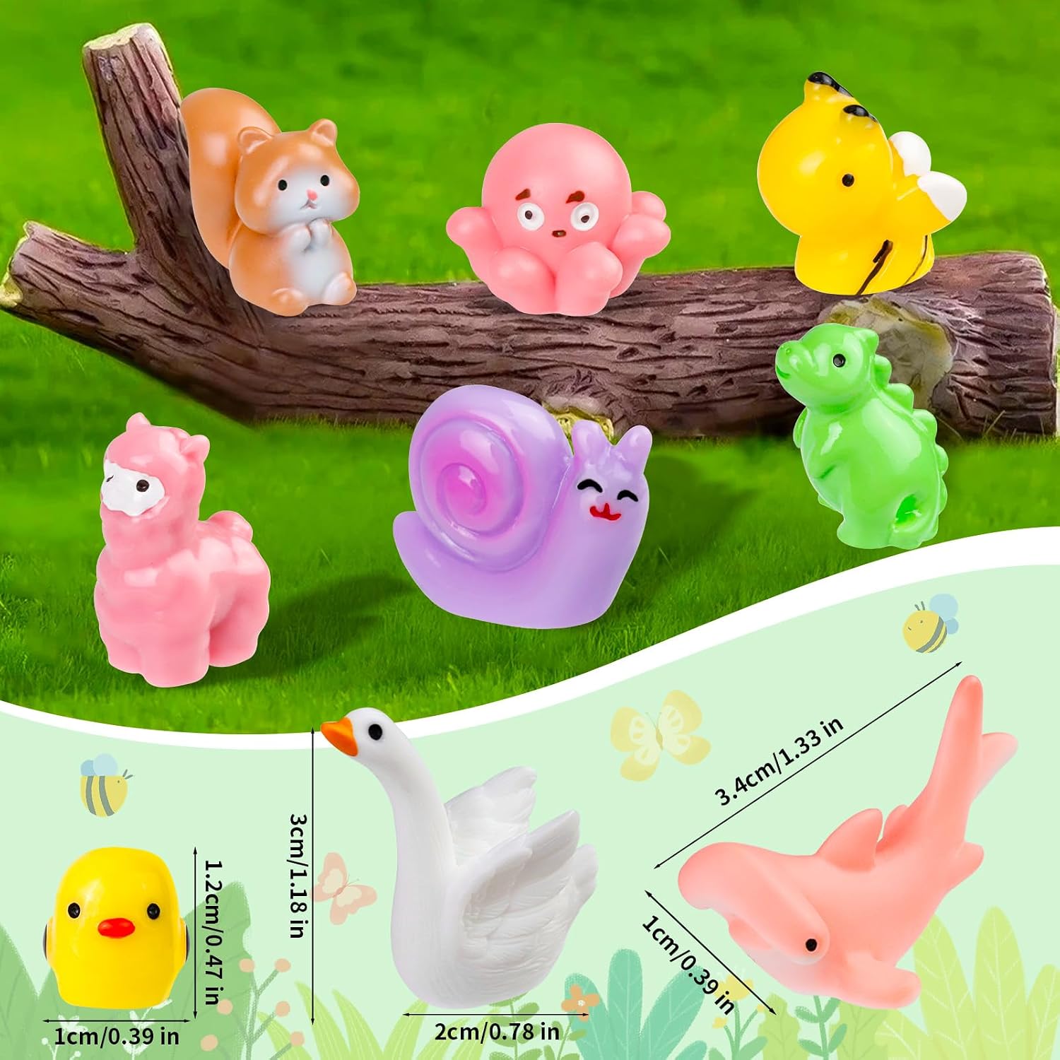Detalle 2 de 200 Pcs Mini Patio Miniatures: Colorful Resin Animal Figures for Fairy Gardens & Dollhouses