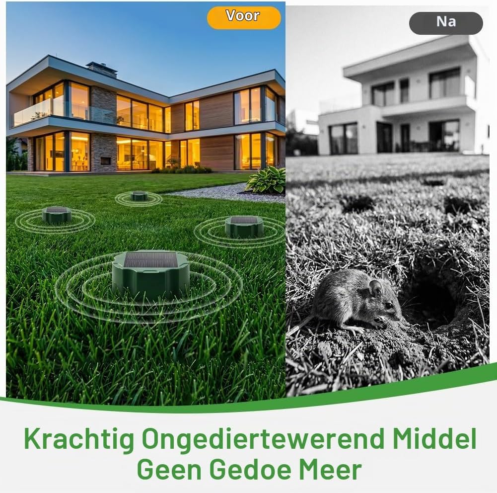 Detalle 1 de AUAUY 5813291 mollenverjager op zonne-energie, 2 stuks, IP65