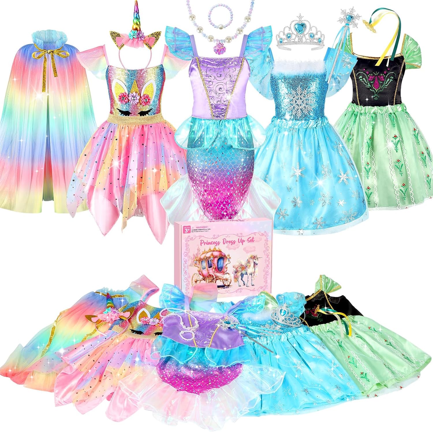 Detalle de HAMSILY Princess Dress Up Clothes Set for Little Girls (Princess, Unicorn, Mermaid & More)