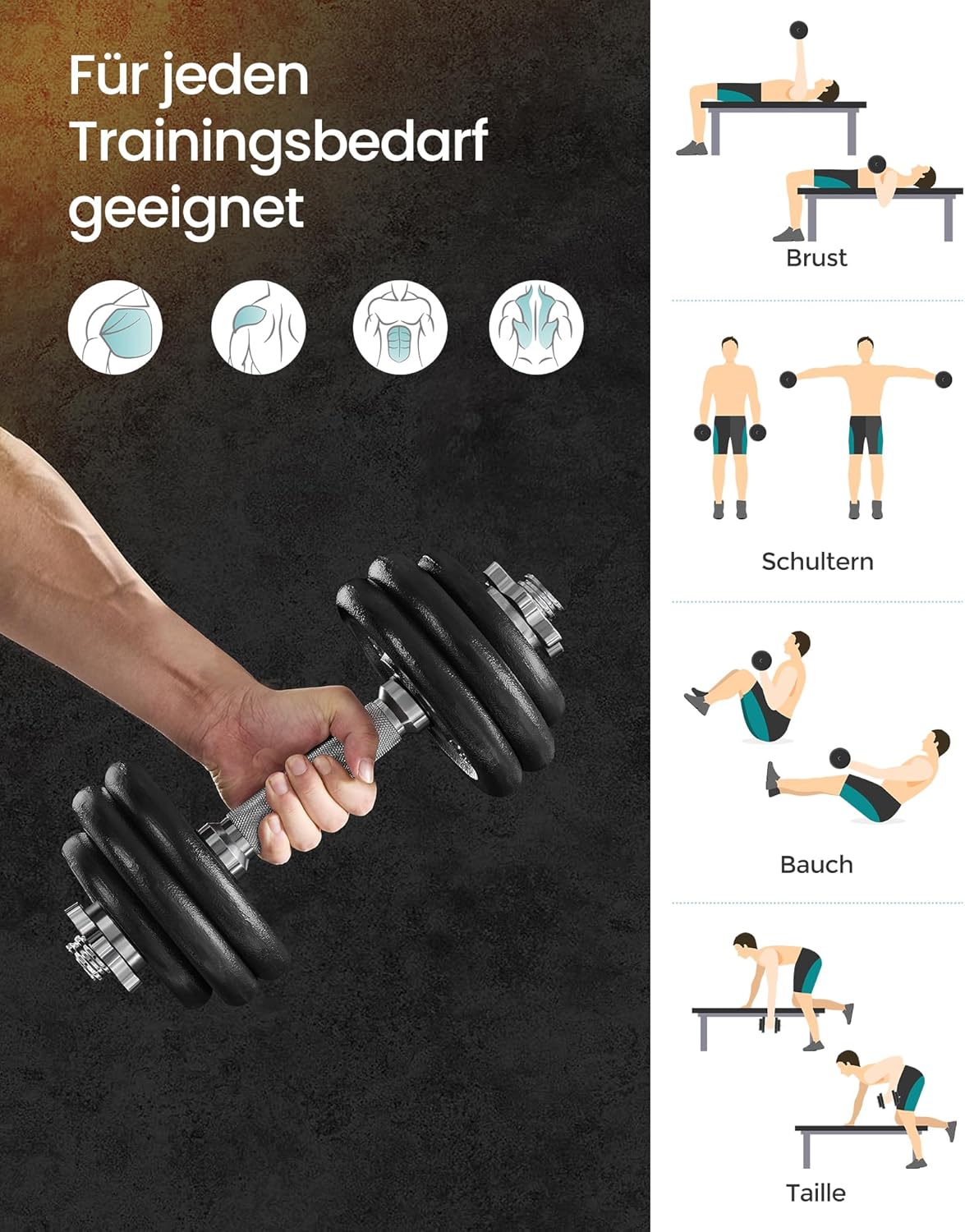 Thumbnail 2 de SONGMICS Hantelset aus Gusseisen 30 kg