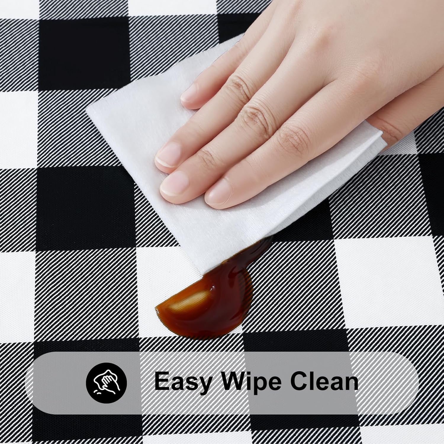 Thumbnail 3 de Smiry Rectangle Picnic Table Cloth (Elastic, Waterproof Fitted Vinyl) — Black and White, 30" x 72