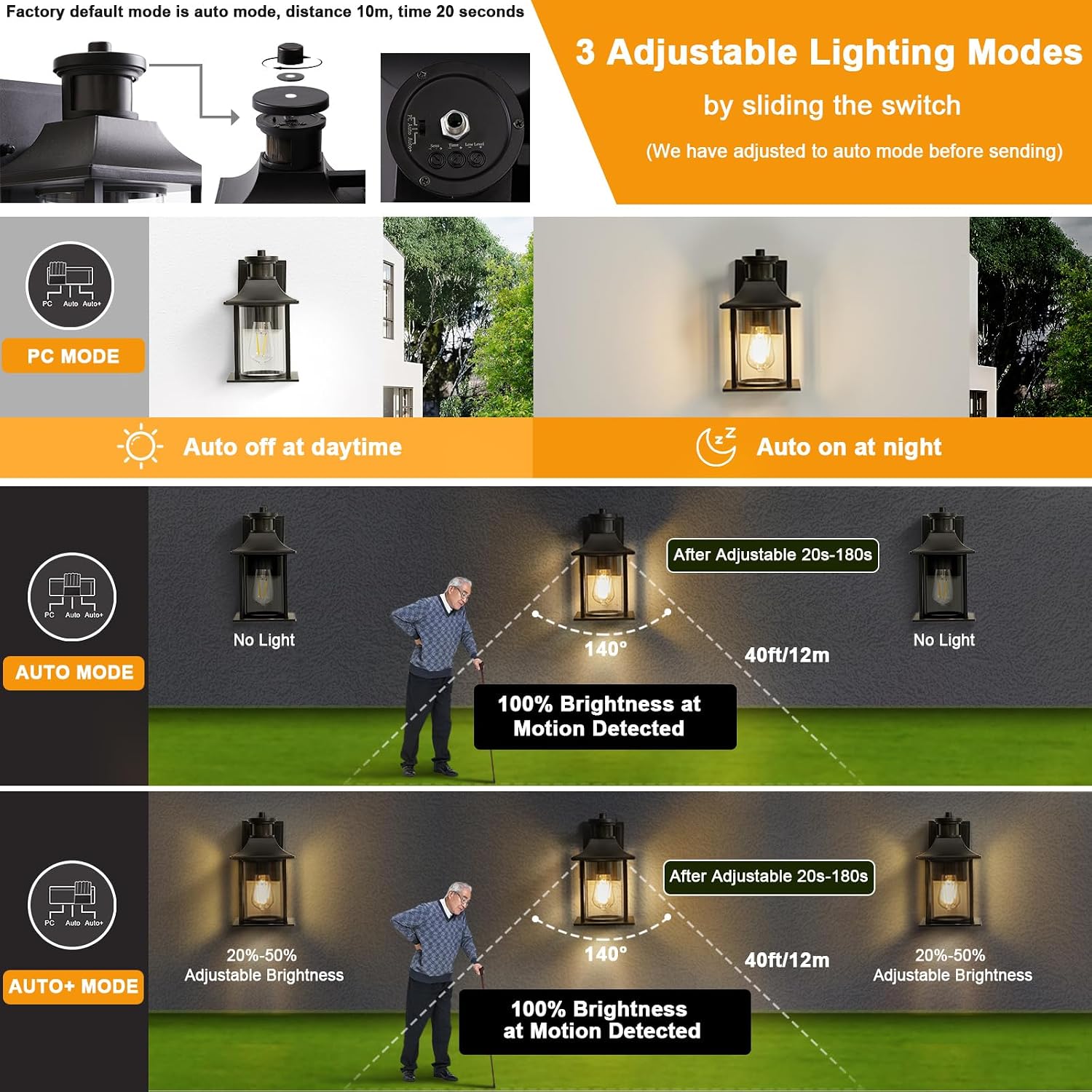 Detalle de LMP PIR outdoor wall light with motion