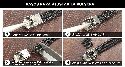 Detalle de HOGALTHY pulsera España para hombre de cuero y acero inoxidable (21 cm) con cierre de seguridad