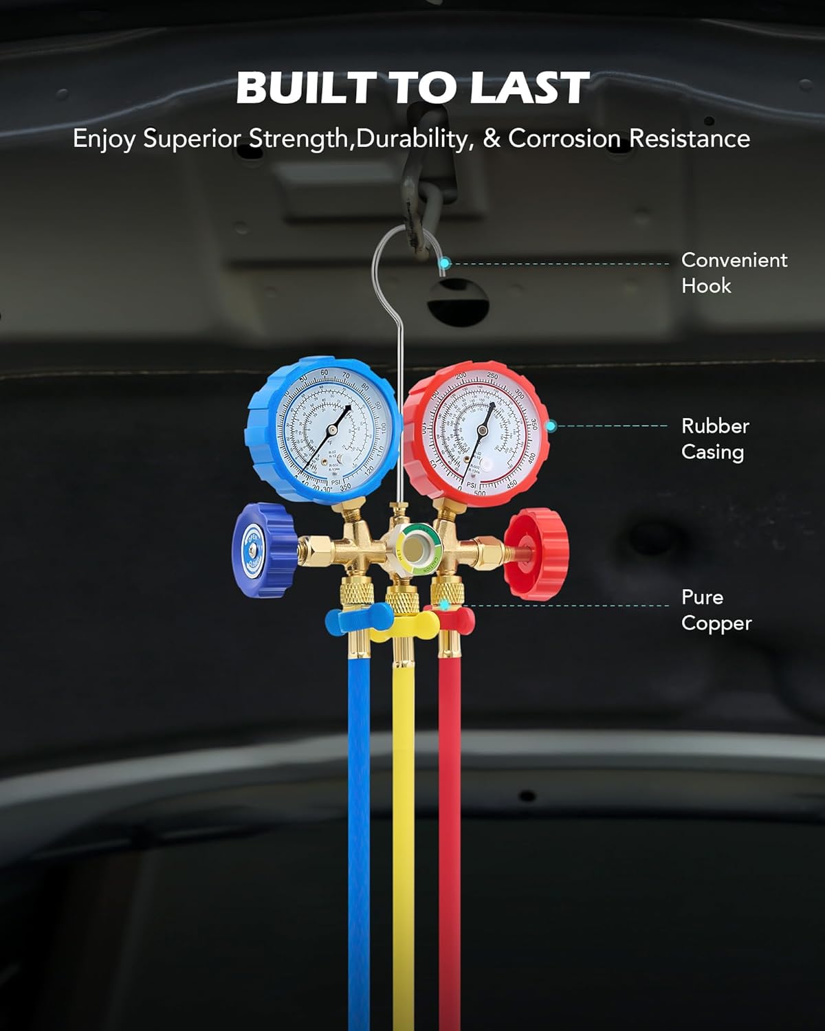 Thumbnail 6 de Orion Motor Tech 3-Way AC Diagnostic Manifold Gauge Set for R134A/R12/R22/R502 Refrigerants