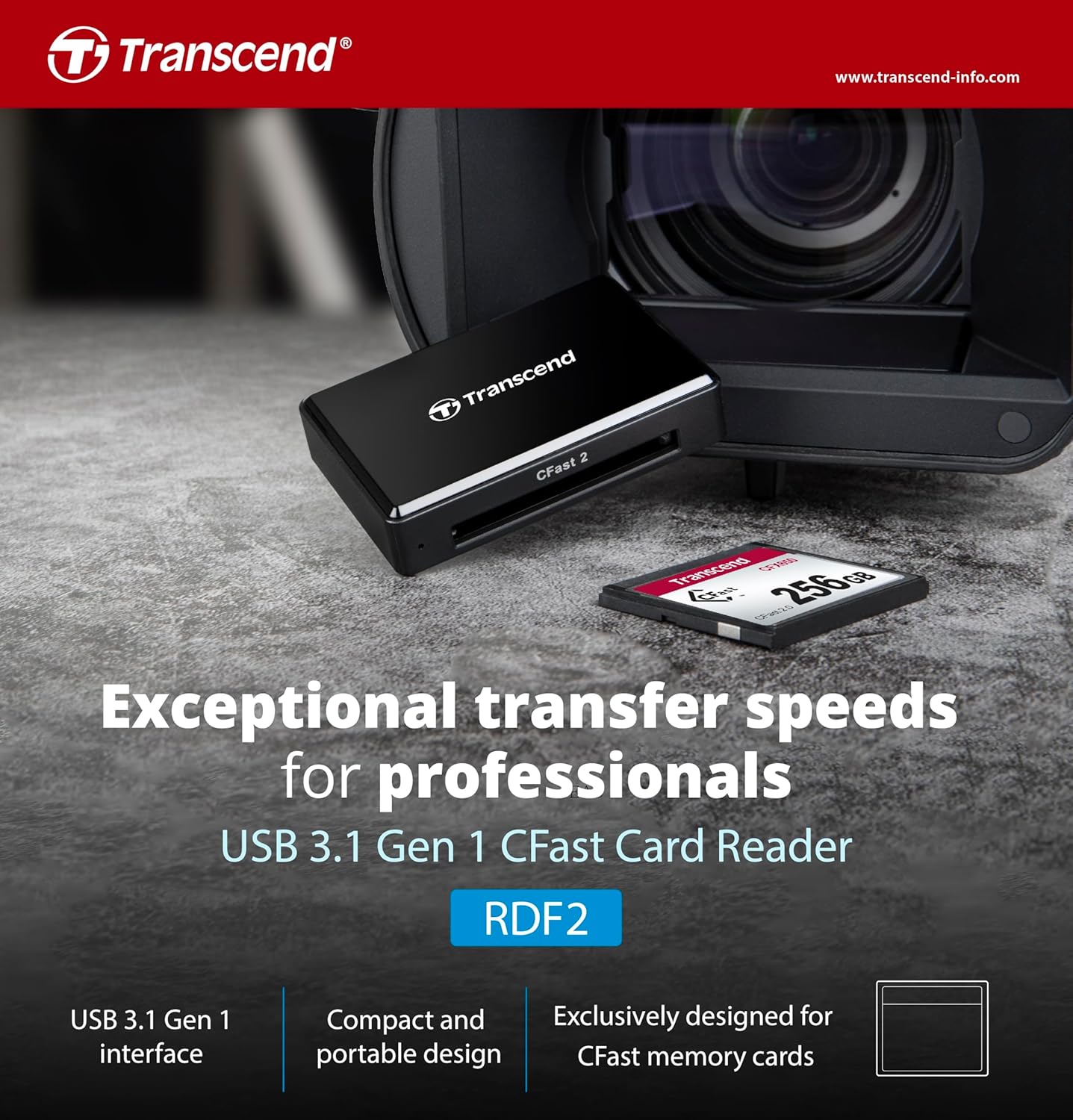 Thumbnail 2 de Transcend RDF2 - Lector de Tarjetas USB CFast