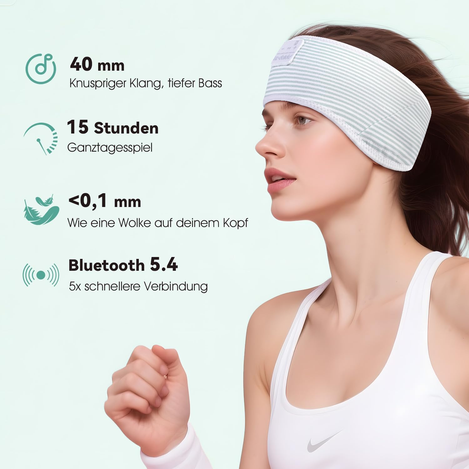 Thumbnail 4 de LC-dolida Schlafkopfhörer Ultra-Soft Bluetooth-Stirnband mit 4-Wege Stretch & No-Slip (bis 15 Std. Playtime)