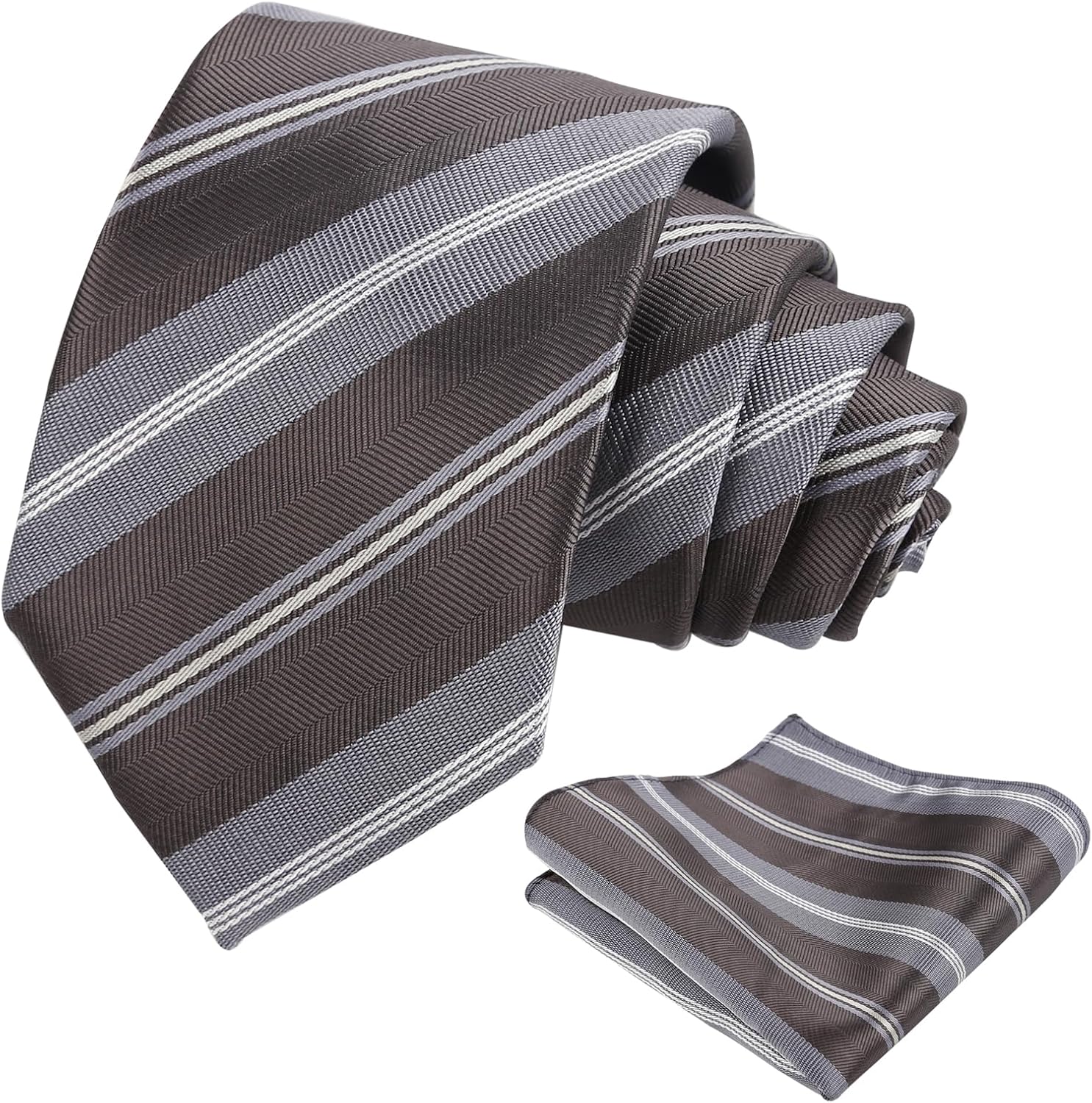 Detalle de Alizeal men’s solid colour tie and pocket square set (necktie + hanky)
