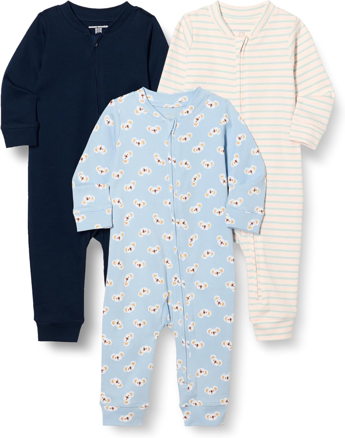 Thumbnail 6 de Amazon Essentials Unisex Babies' Cotton Zip-Front Footless Sleep and Play Sleepsuit, Pack of 3