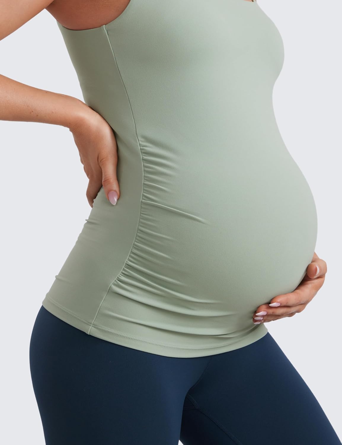 Thumbnail 3 de CRZ YOGA Butterluxe Femmes Carré Cou Maternité – Chemise réservoir et ruché, soutien intégré