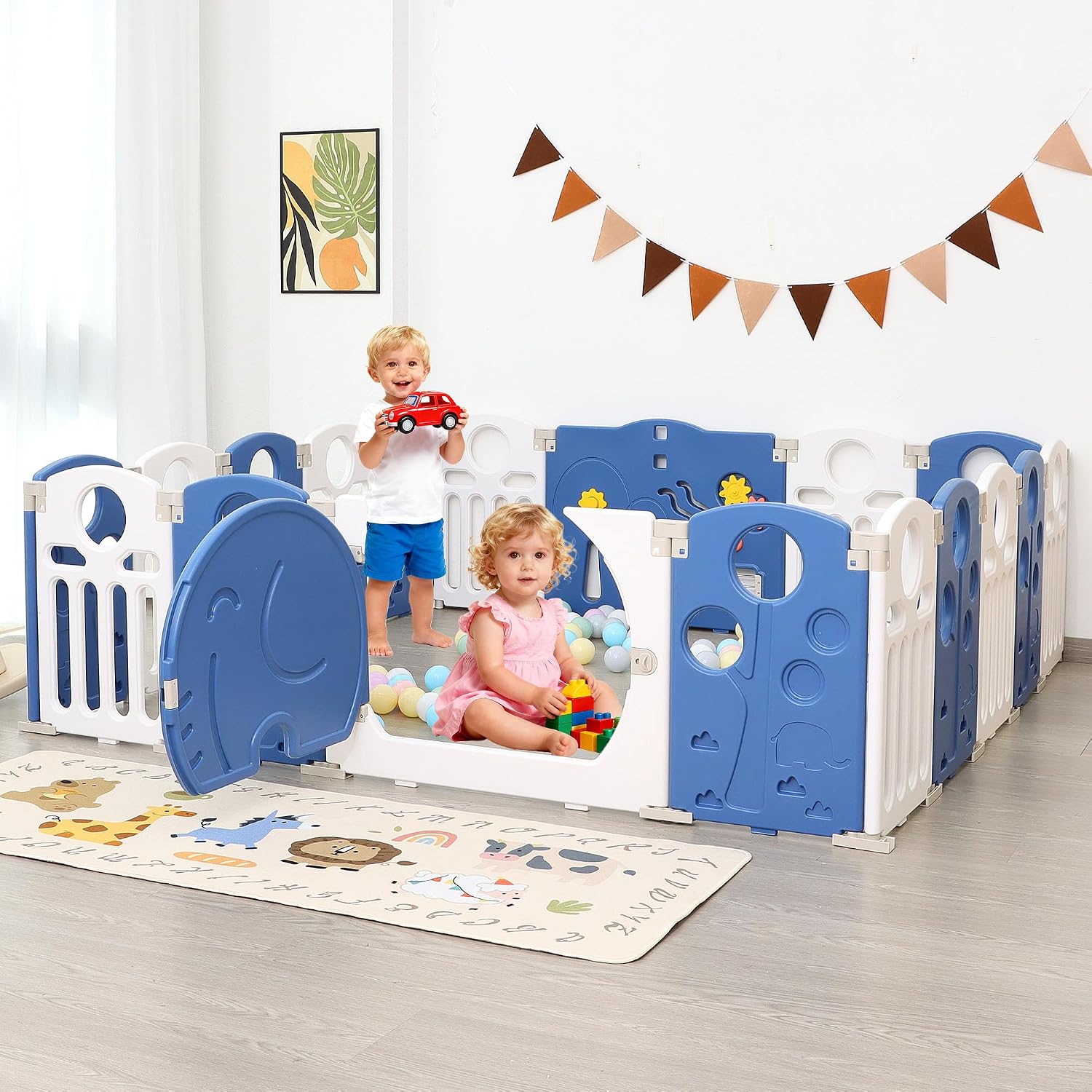 Thumbnail 6 de HAPPYMATY 18-Panel Foldable Baby Playpen with Sensory Activity Panel