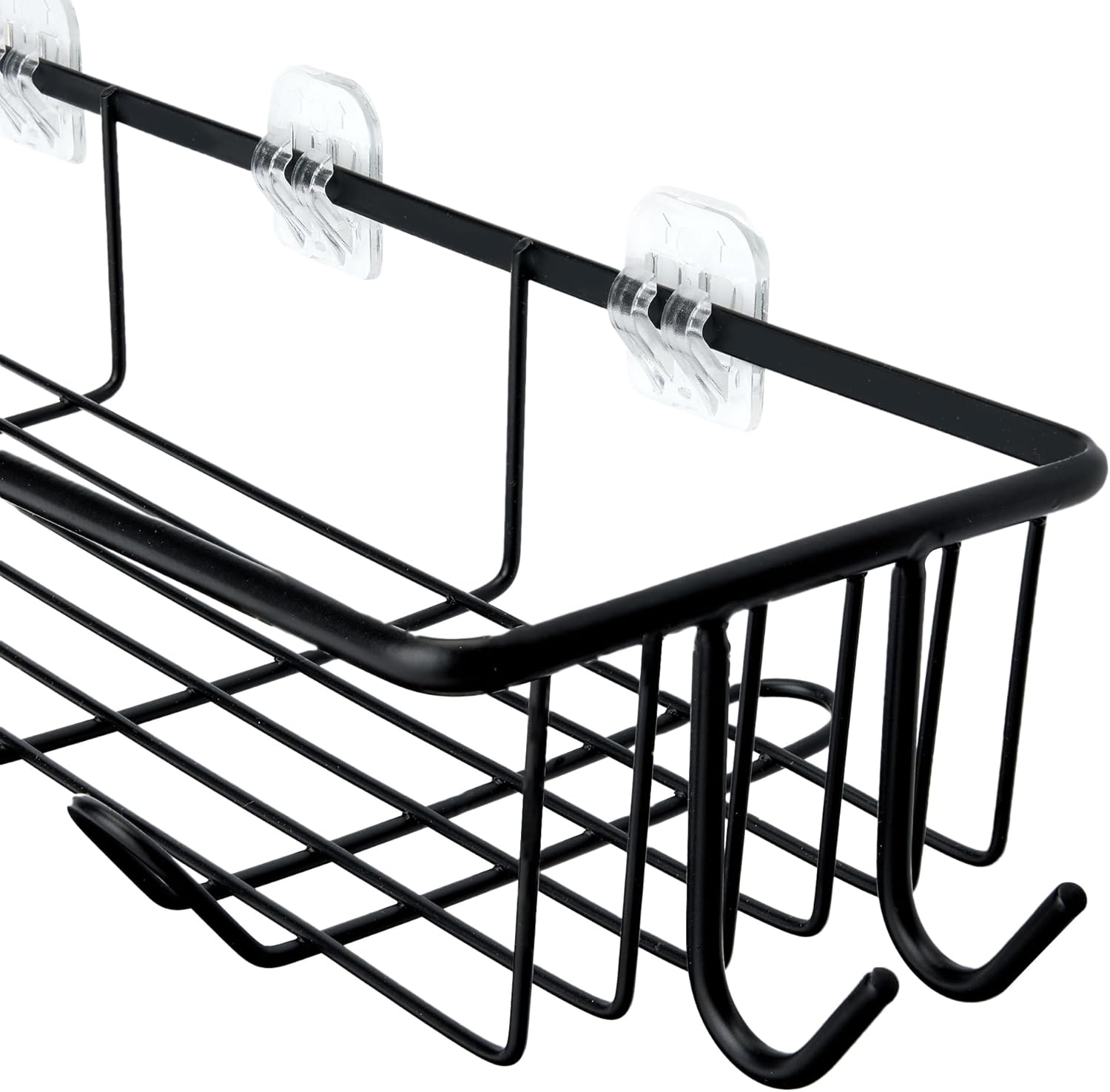 Detalle de Amazon Basics Étagère de douche adhésive en acier inoxydable, 5 pièces, Noir