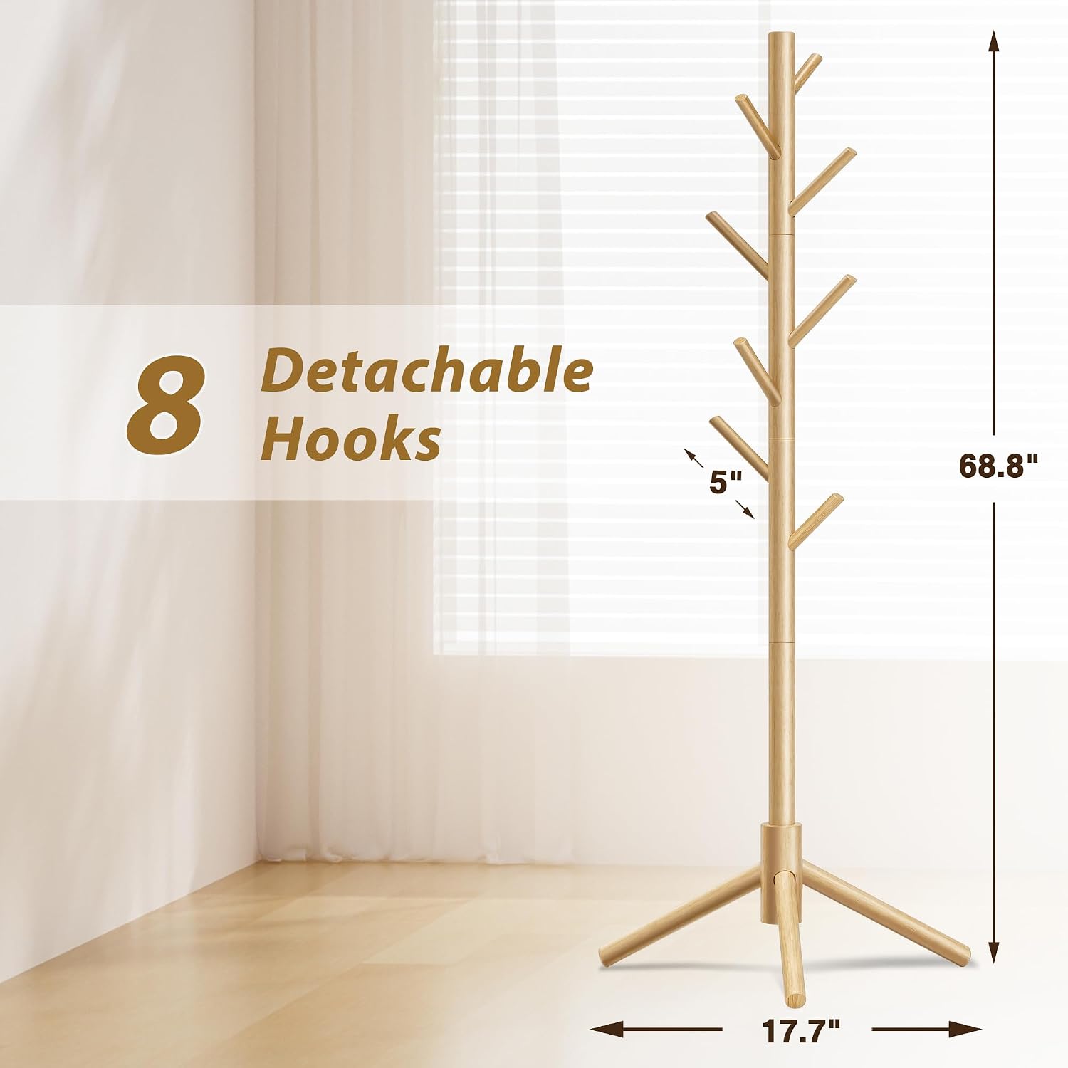 Thumbnail 3 de Azaeahom Coat Rack 3-Height, 8 Hooks