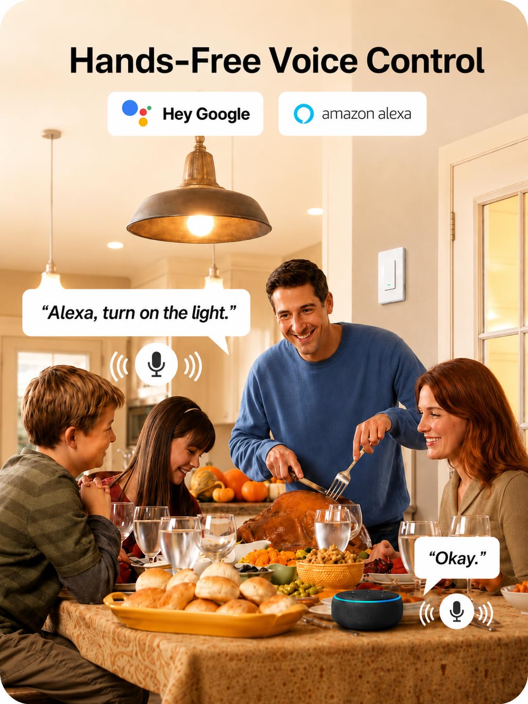 Detalle 2 de GHome Smart SW5 Smart Light Switches, 4-Pack, Wi-Fi, Alexa and Google Control