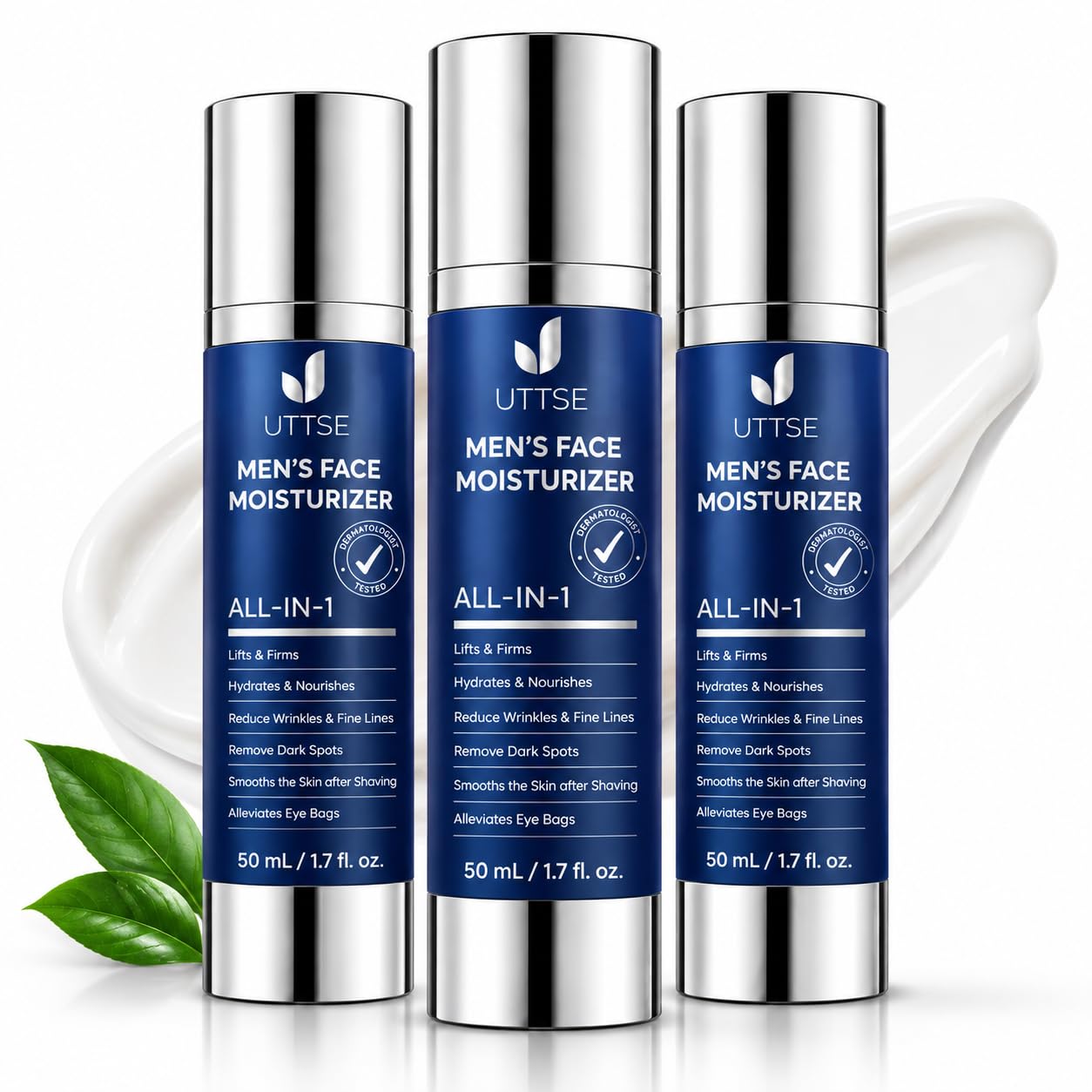 Detalle de Uttse 6-in-1 Men's Face Moisturizer, 1.7 fl oz, 3-Pack