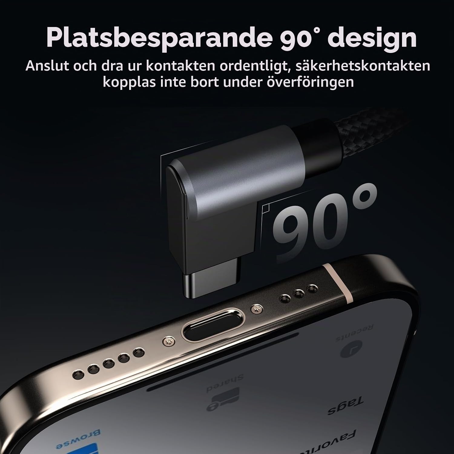 Detalle de SMALLRIG 4870 SD/TF-kortläsare med USB 4.0 och vinklad USB-C-kontakt