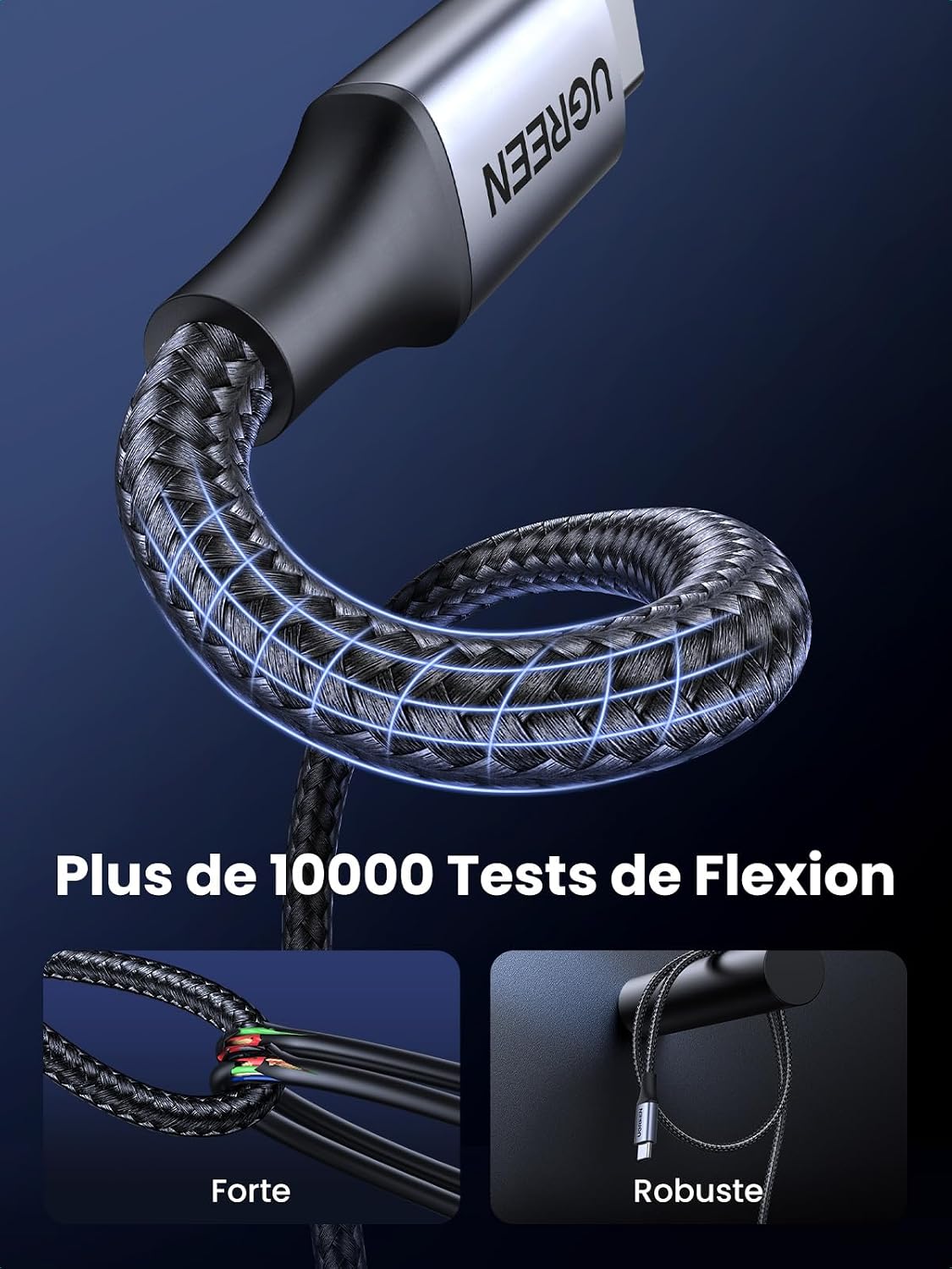 Thumbnail 4 de UGREEN USB-C-kabel van 2 m, 240 W, PD 3.1 en gevlochten nylon
