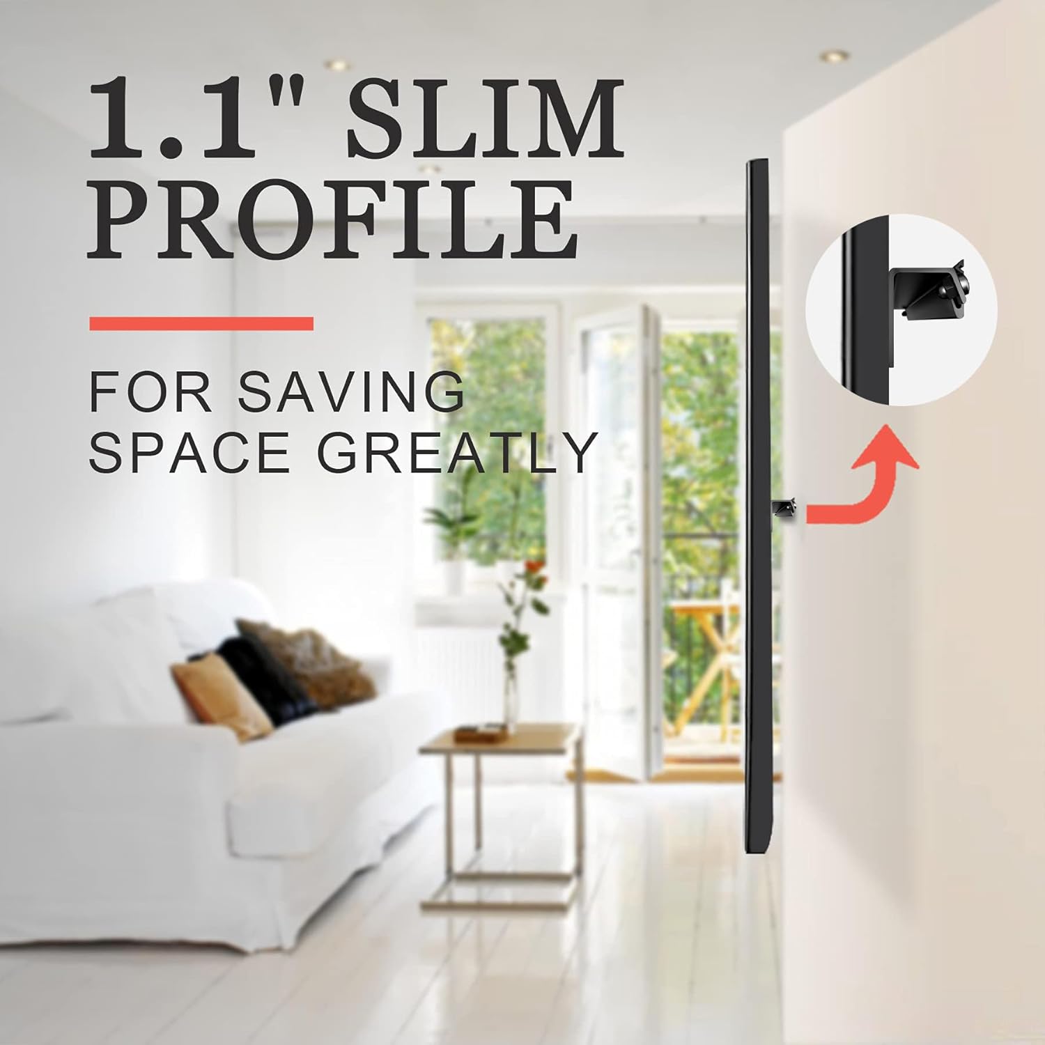 Thumbnail 1 de Auoace No Stud TV Wall Mount for 32–75 inch TVs (up to 150 lbs), ultra-low profile drywall/plaster bracket