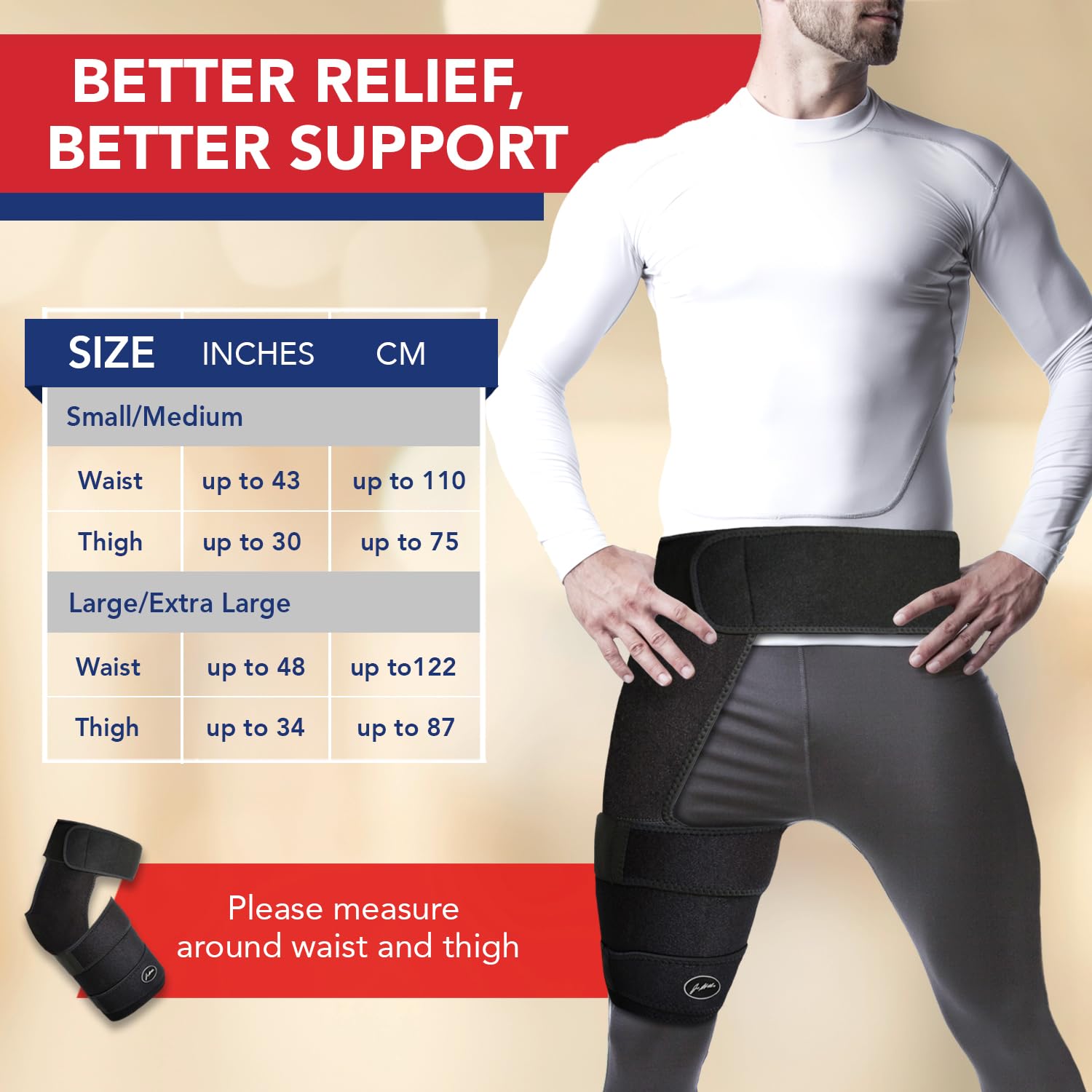 Thumbnail 2 de Dr.Arthritis Doctor Developed Hip Support Brace & Doctor Handbook – Hip stabilising brace for sciatica, piriformis & hamstring support (S/M, Black Right)