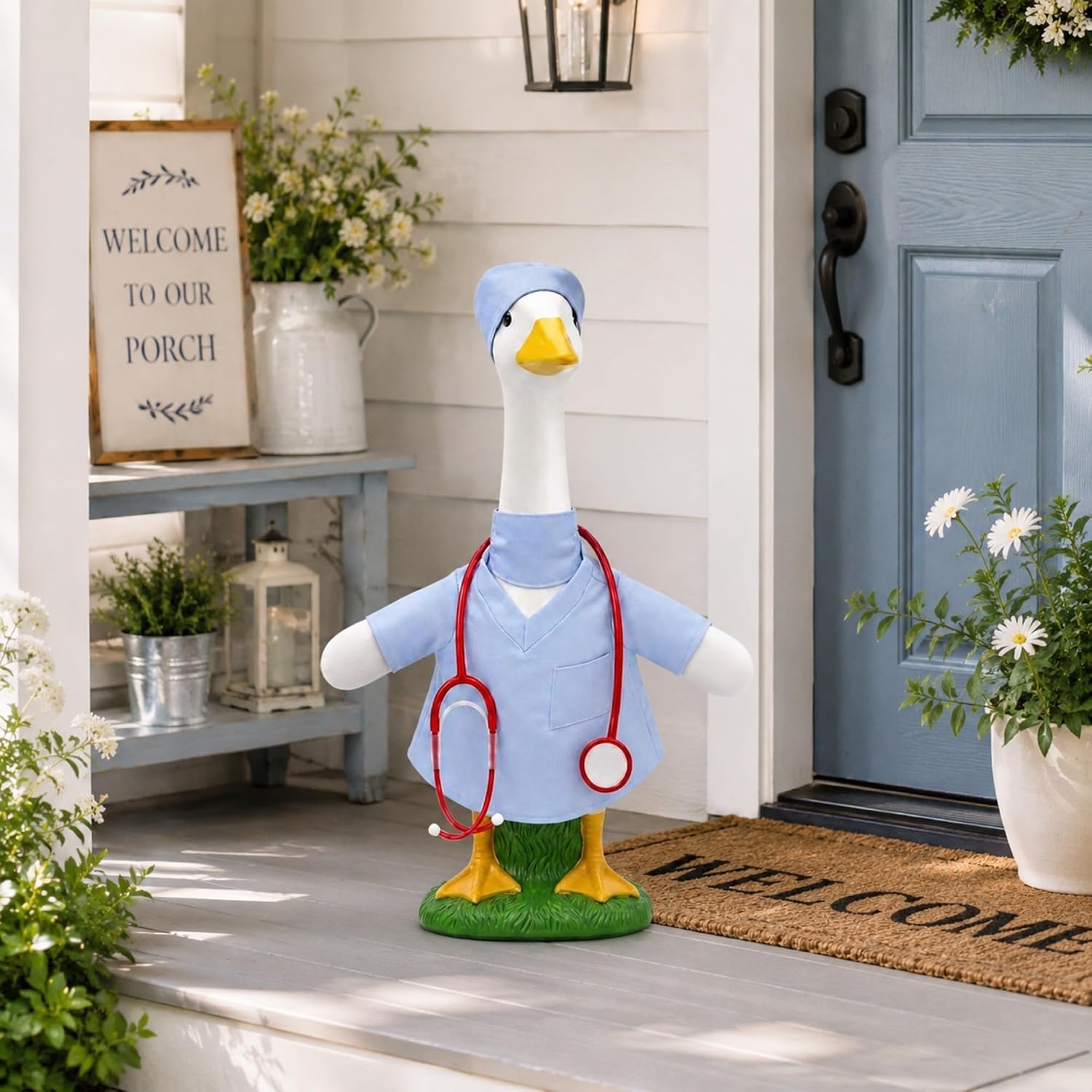 Thumbnail 6 de GigaCircle Nurse Porch Goose Outfit for 23-Inch Statues, Blue Costume Set