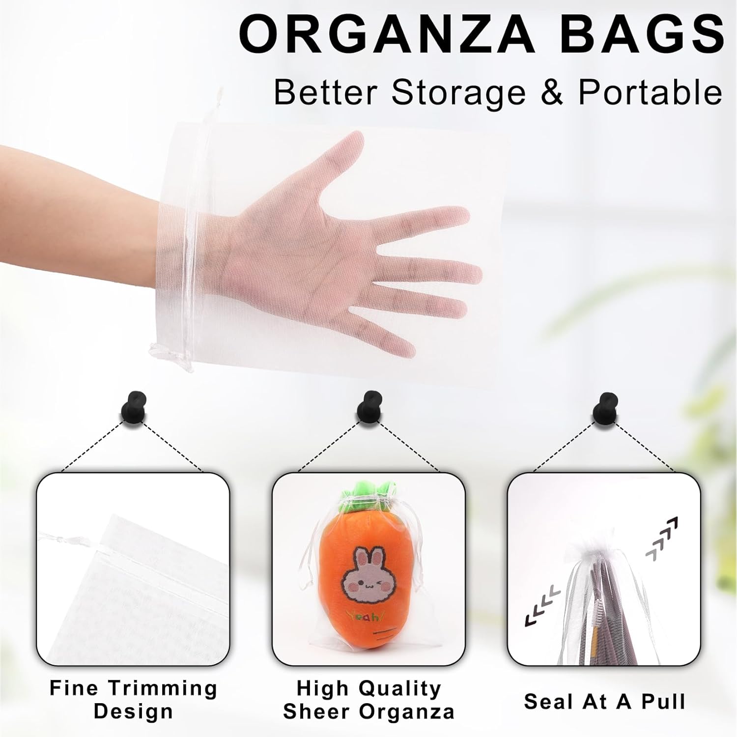 Thumbnail 2 de ANZNKU 50Pcs Organza Bags 6x9 Large White Gift Bags for Candy, Jewelry, and Party Favors