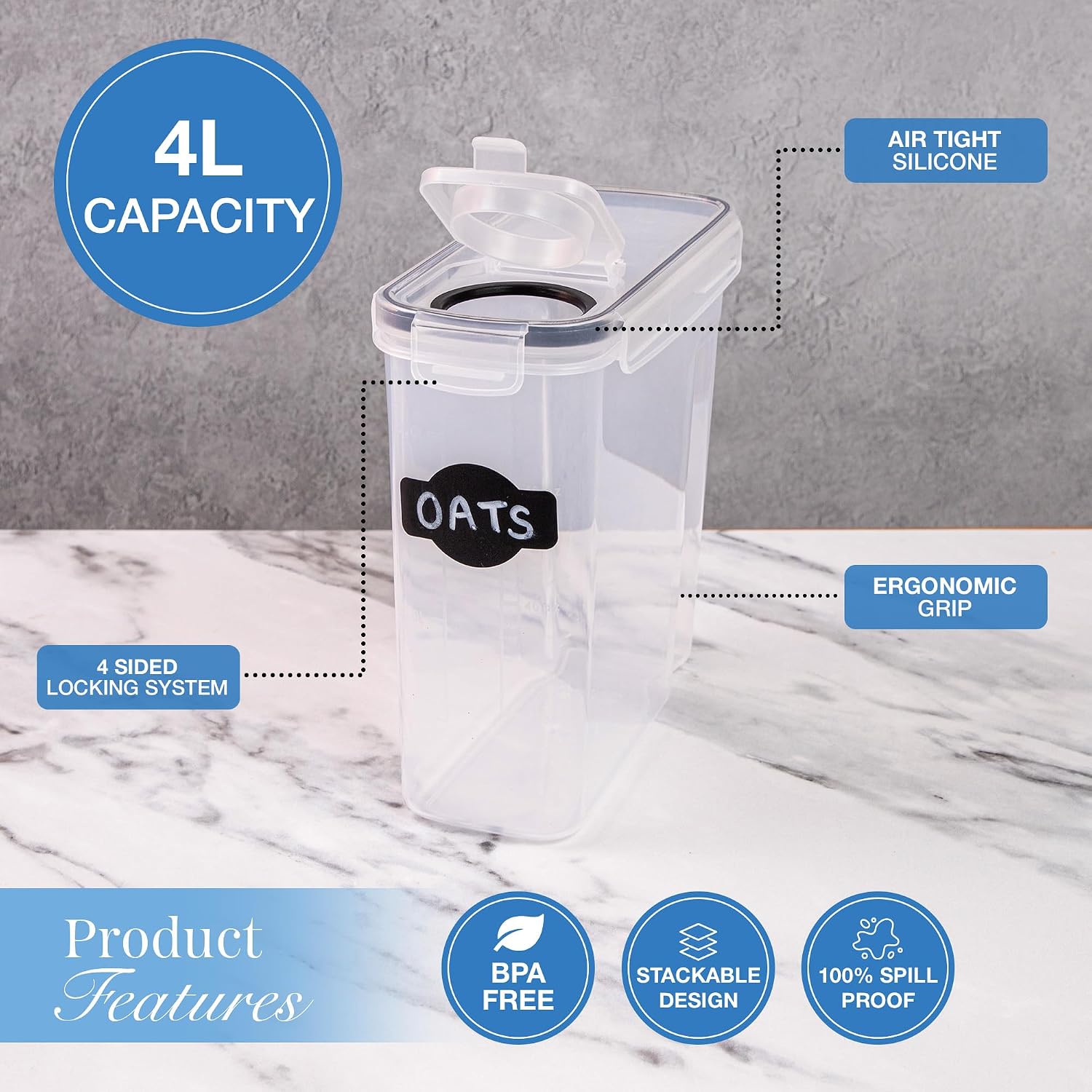 Detalle de nuovva 4L cereal storage containers