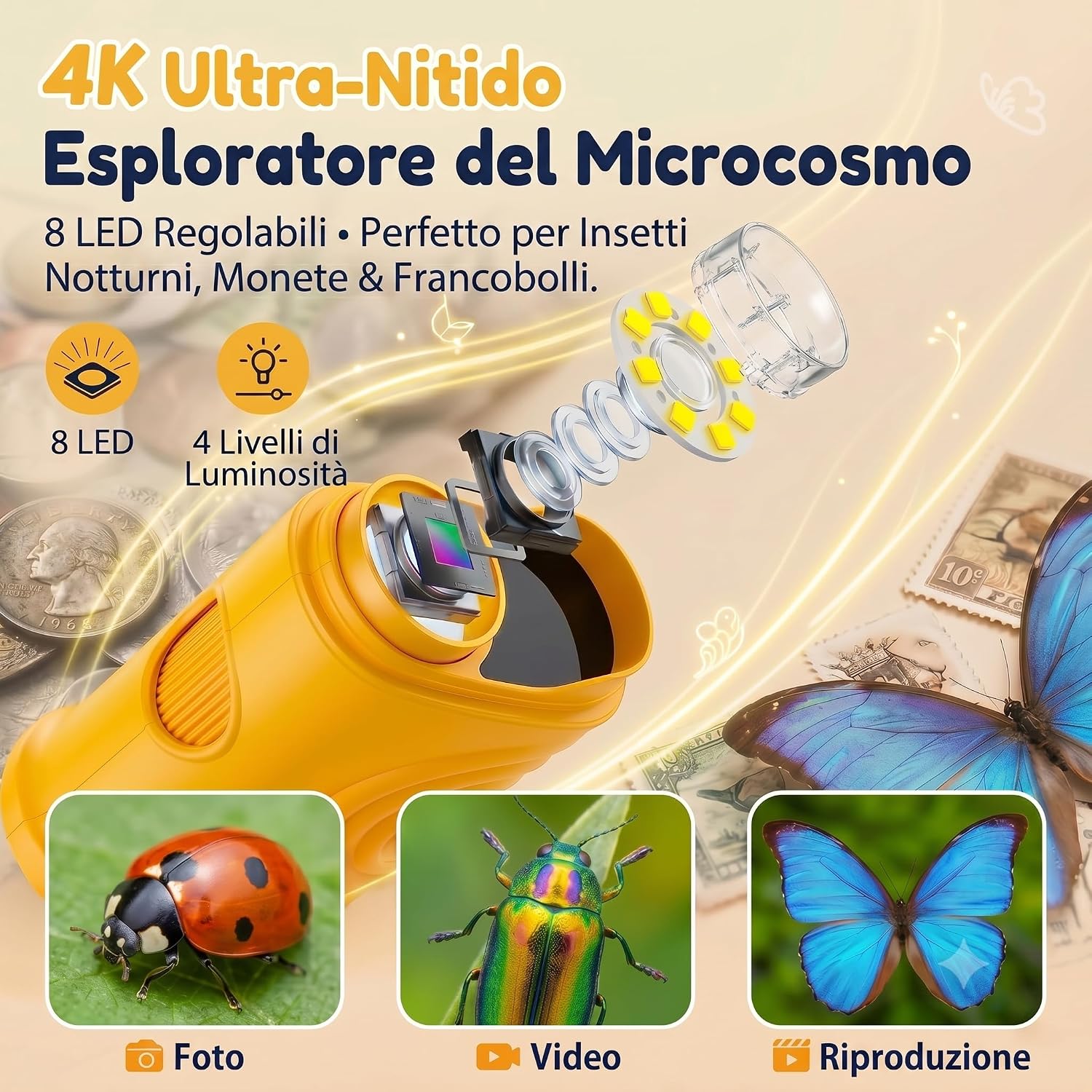 Detalle de OAEBLLE Microscopio Bambini 4K 1000X: microscopio digitale portatile per bambini 3–12 anni
