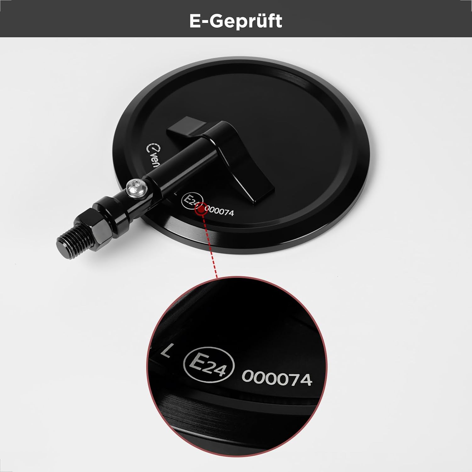Detalle de evermotor Motorradspiegel E-geprüft (E24) – CNC Lenkerendenspiegel Ø95 mm, 360° verstellbar, für Ø22 mm Lenker (Paar)