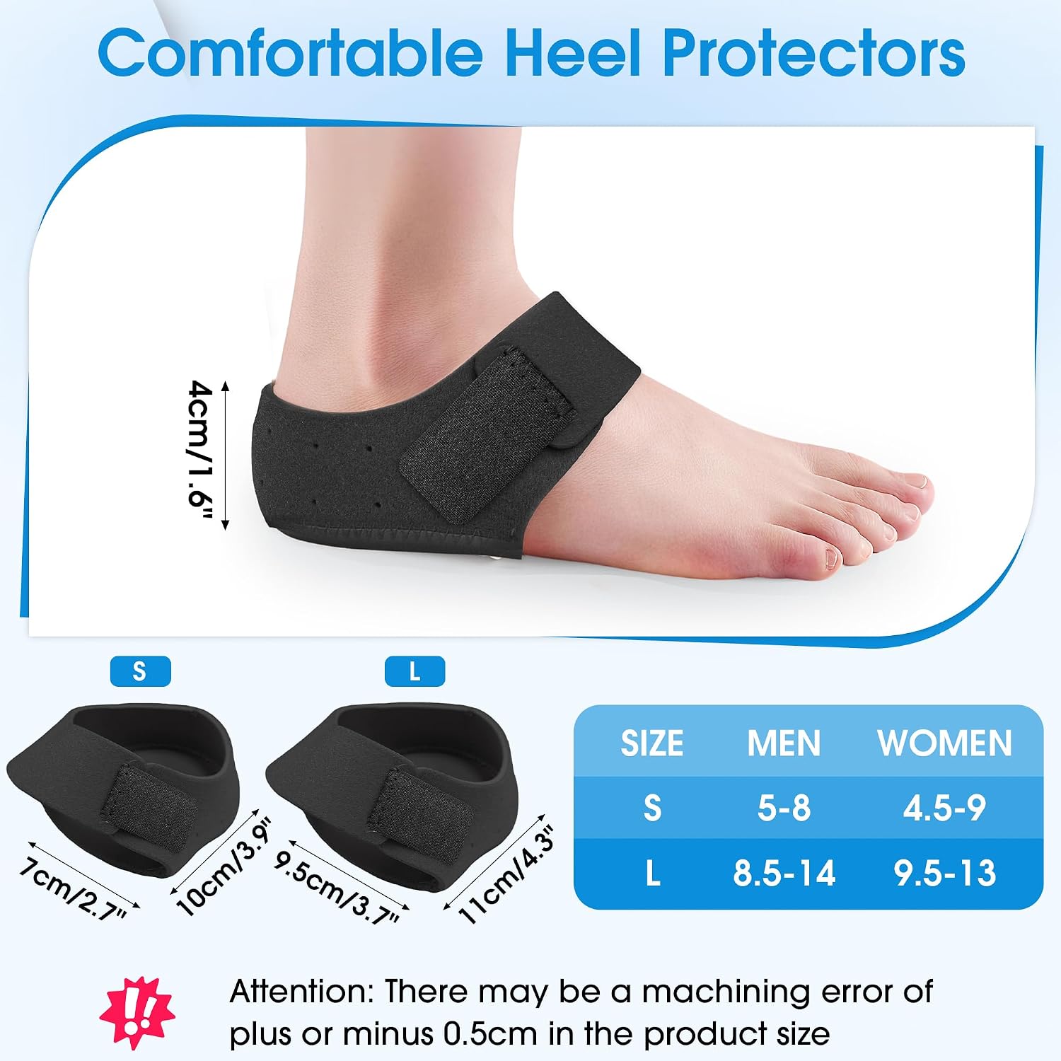 Thumbnail 4 de EASICUTI Plantar Fasciitis Gel Heel Protectors (2 Pairs) with Hook-and-Loop Strap and SBR Cushioning