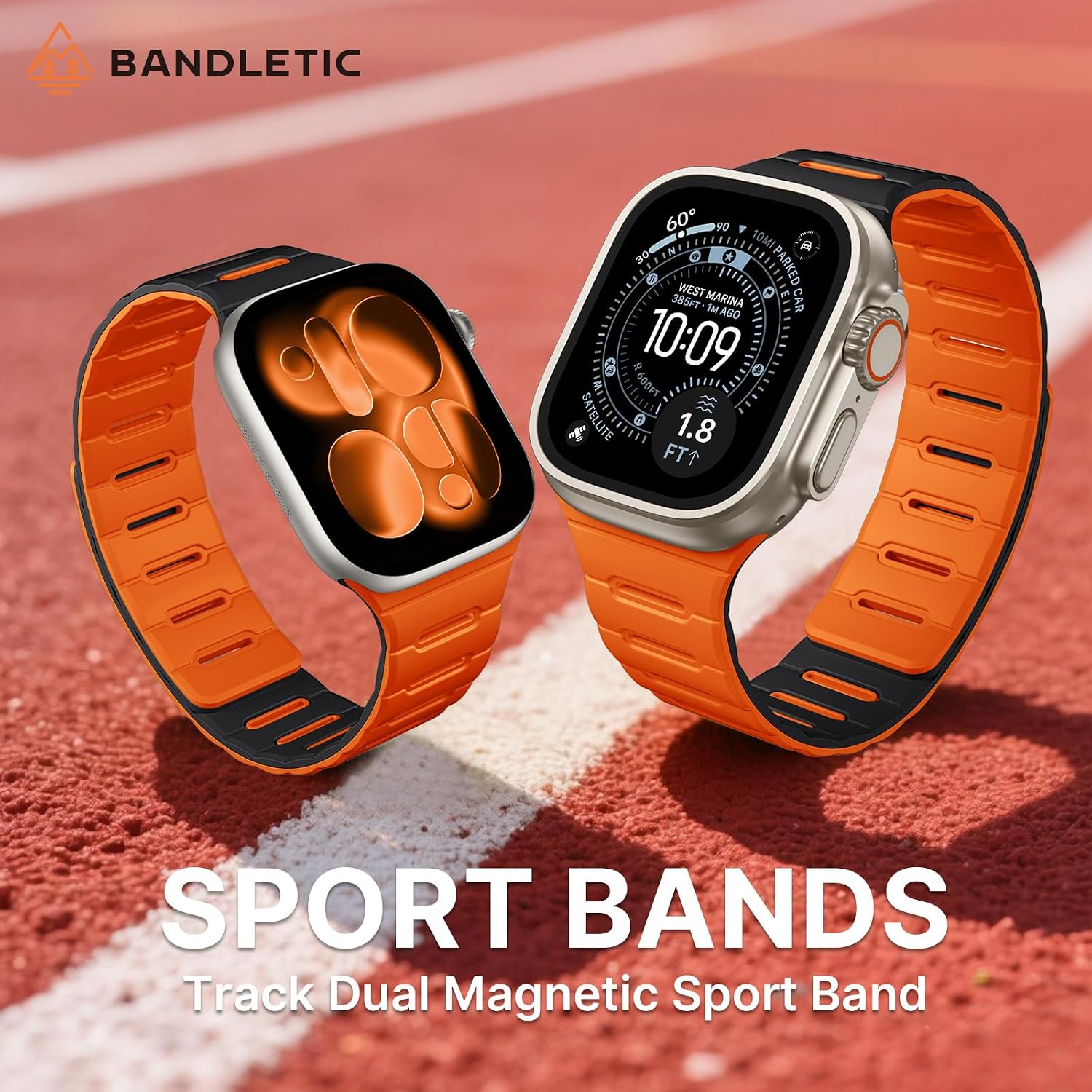 Detalle de Bandletic Double Sided Reversible Strap for Apple Watch (49–42mm) – Magnetic Silicone Sport Band