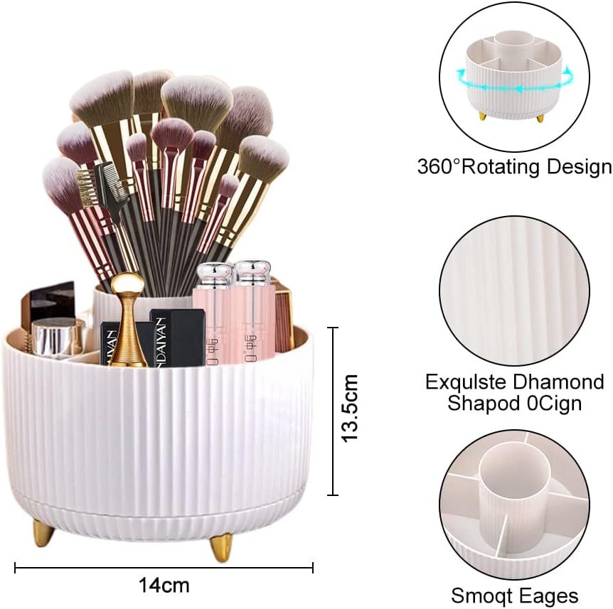 Detalle de DASIAUTOEM Kosmetik Make Up Organizer – 360° drehbarer Pinsel Organizer aus ABS